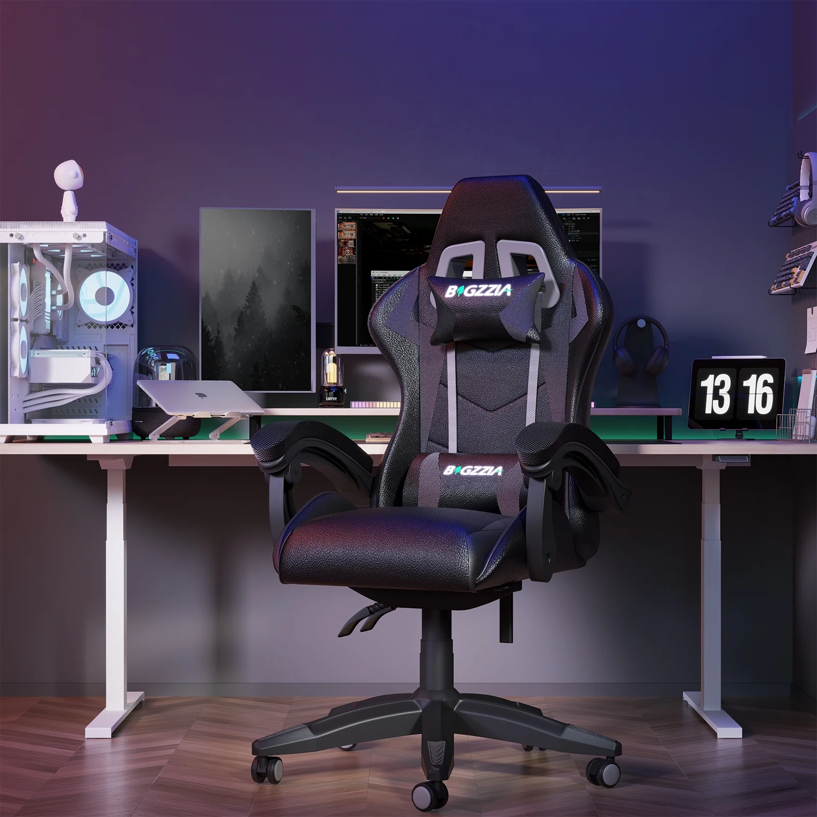 Bigzzia Gaming Chair with Footrest, Gaming Chair for Adult with Headrest and Lumbar Support,Red - Image 50