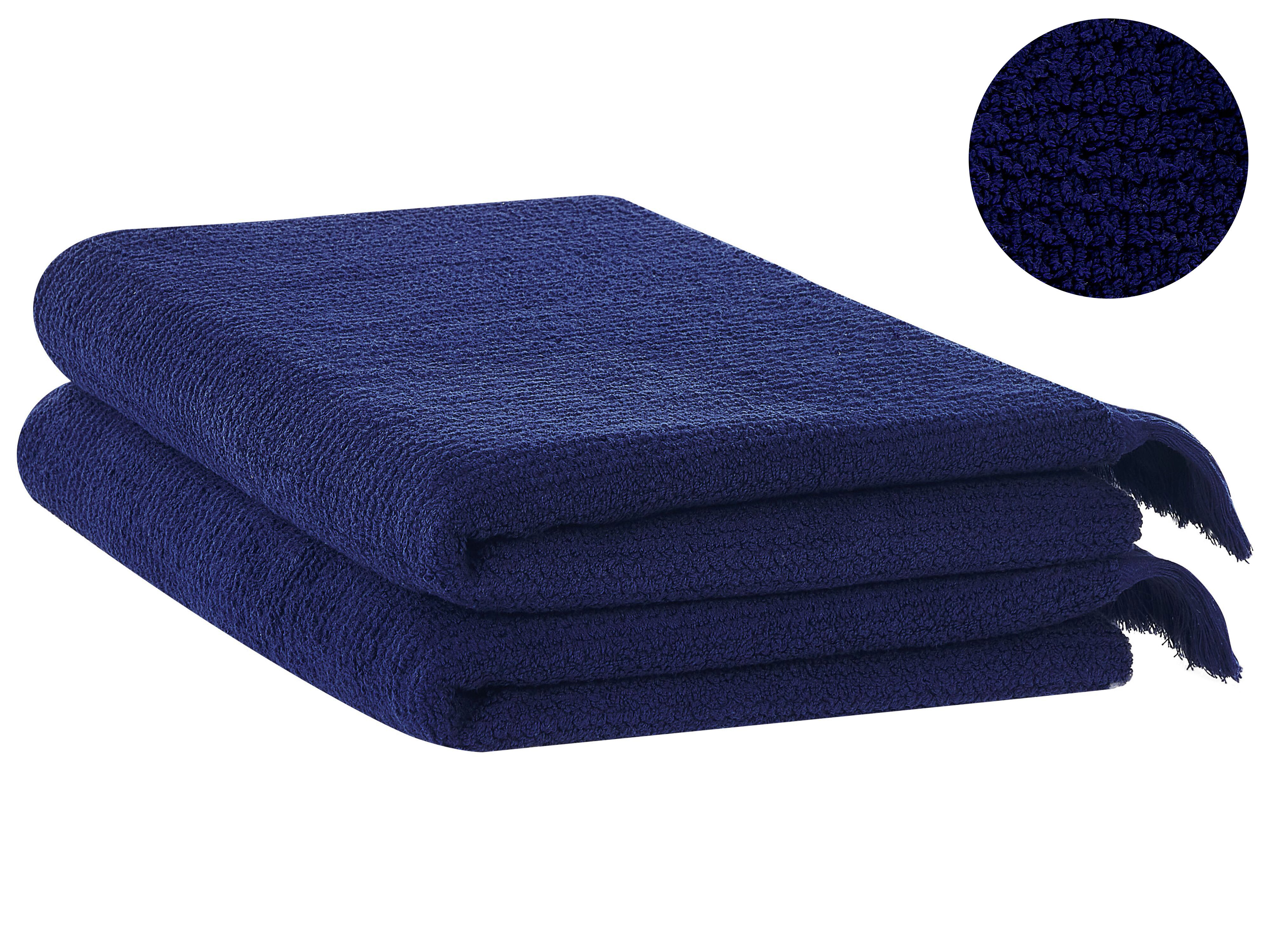 Set of 2 Towels ATIU Terry Cotton Navy Blue