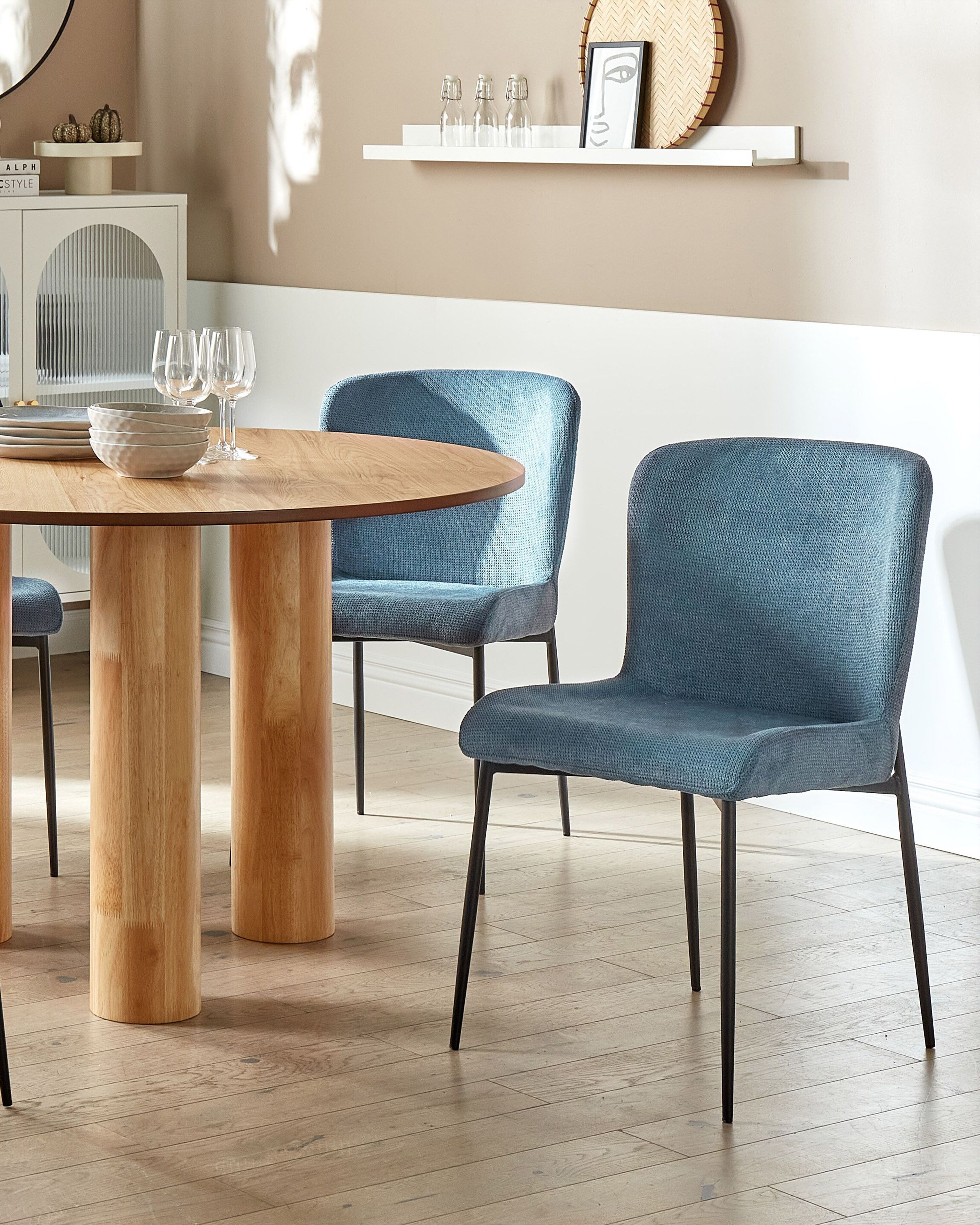 Set of 2 Dining Chairs ADA Fabric Blue