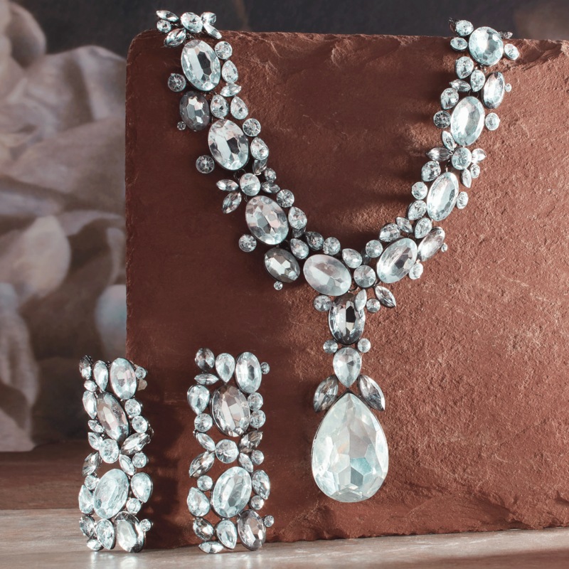 Crystal Removable-Drop Necklace & Earring Set - MIDNIGHT VELVET CATALOG