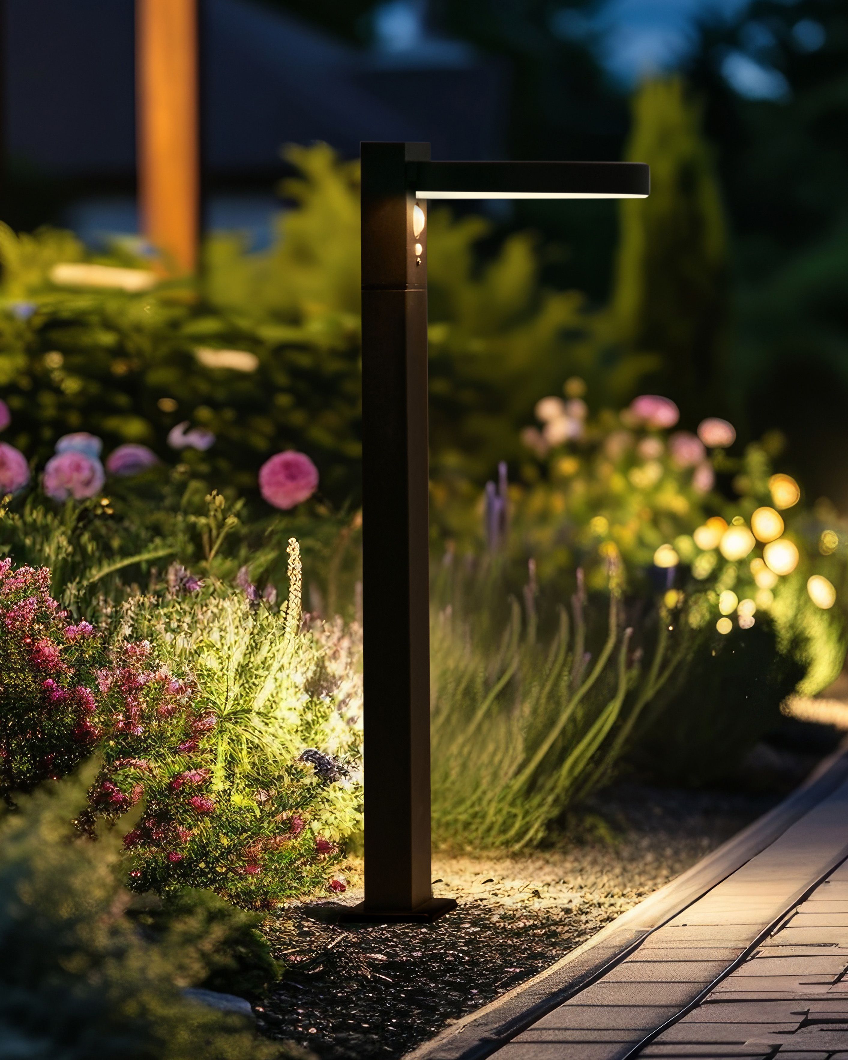 Solar Outdoor LED Bollard Lamp PARKERS with Motion Sensor Black