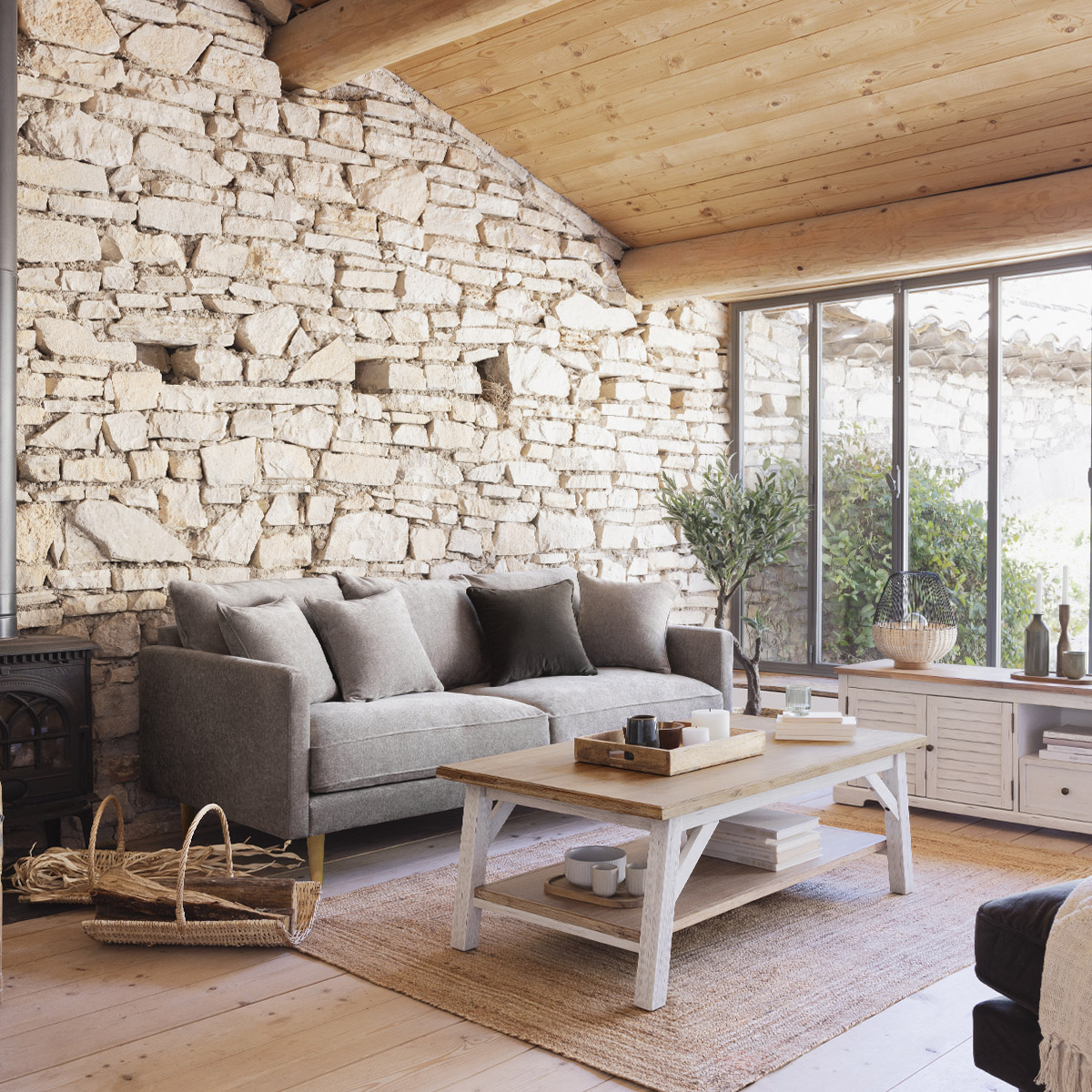 Coffee table "Olbia" Acacia, white, 120x70 cm