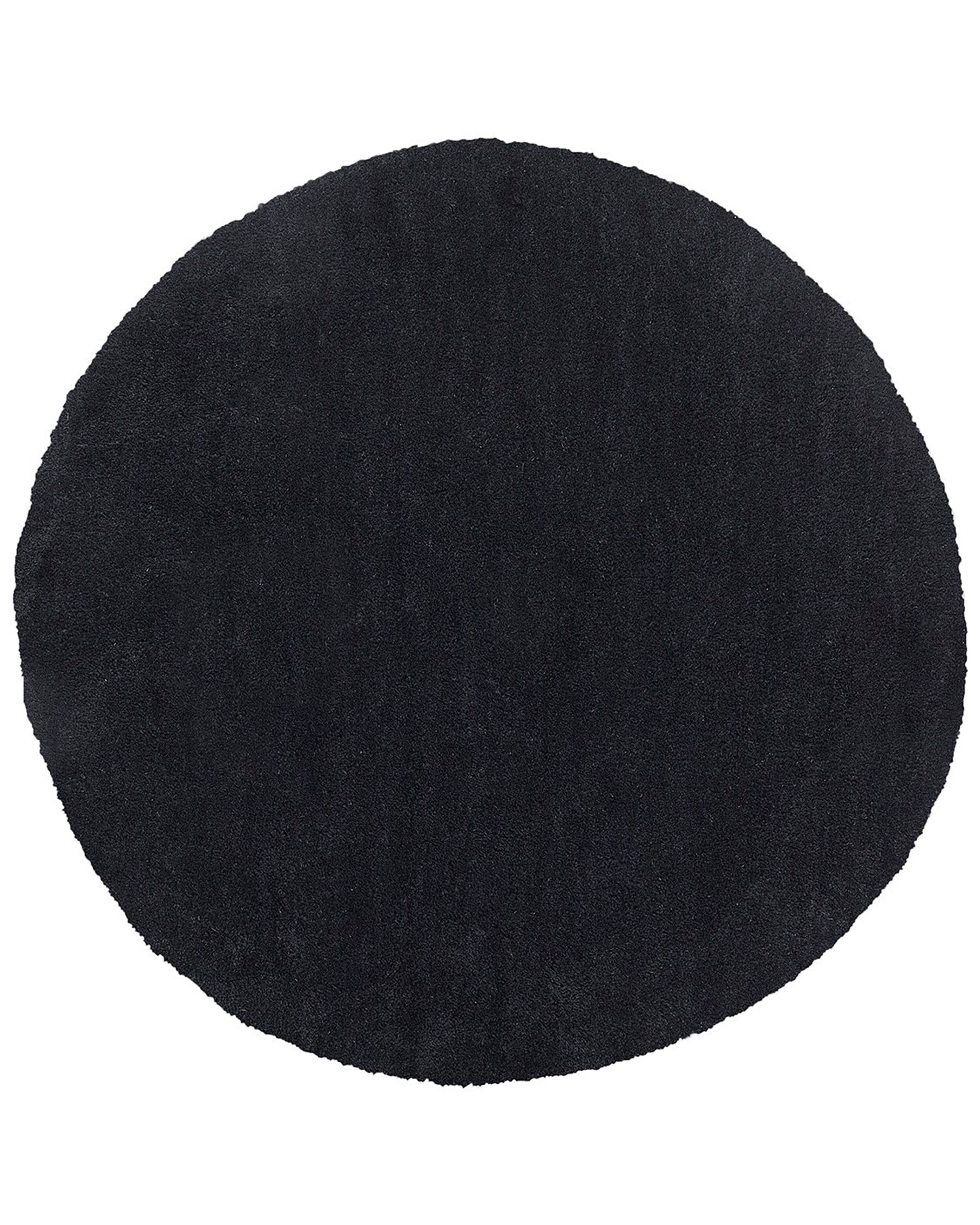 Shaggy Rug DEMRE Black ø 140 cm