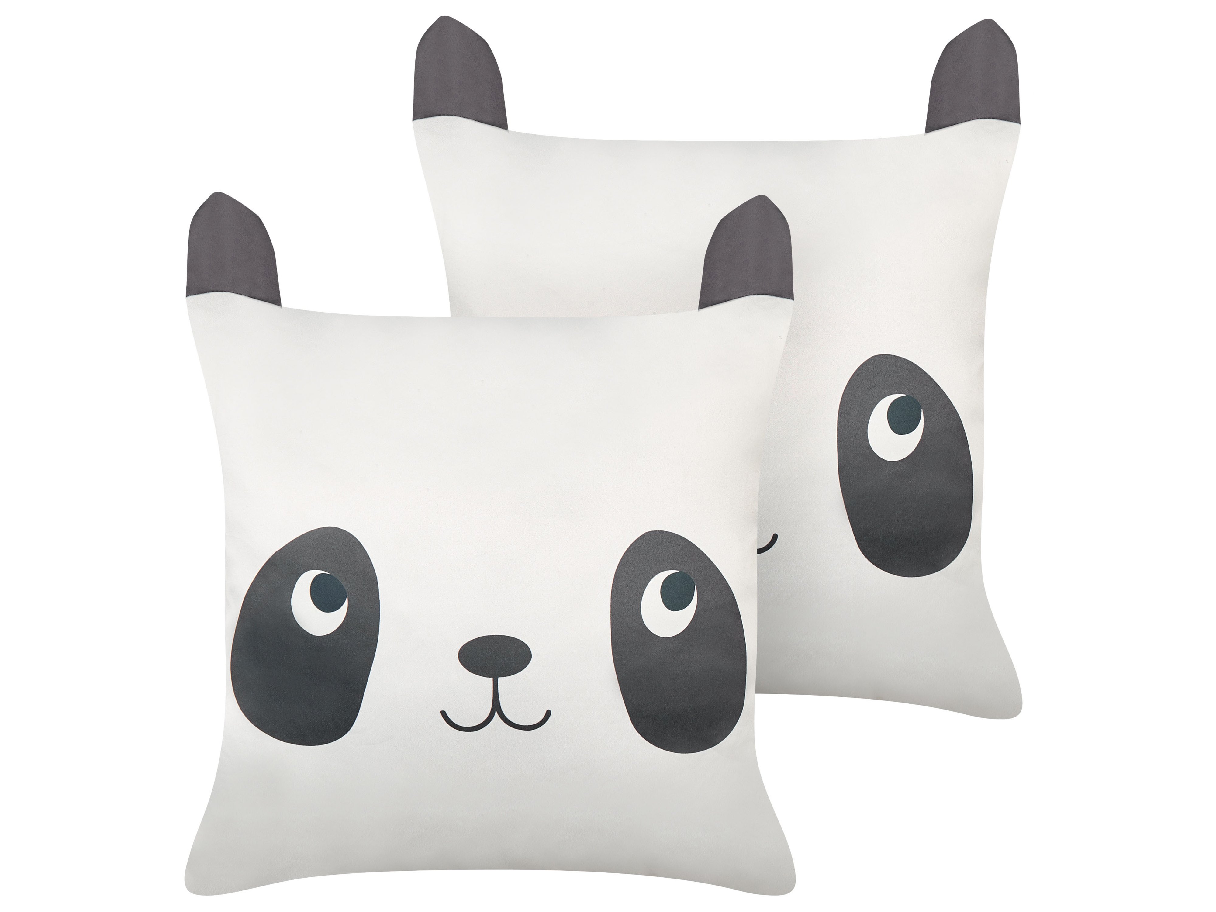 Set of 2 Decorative Cushions PANDAPAW Cotton 45 x 45 cm White