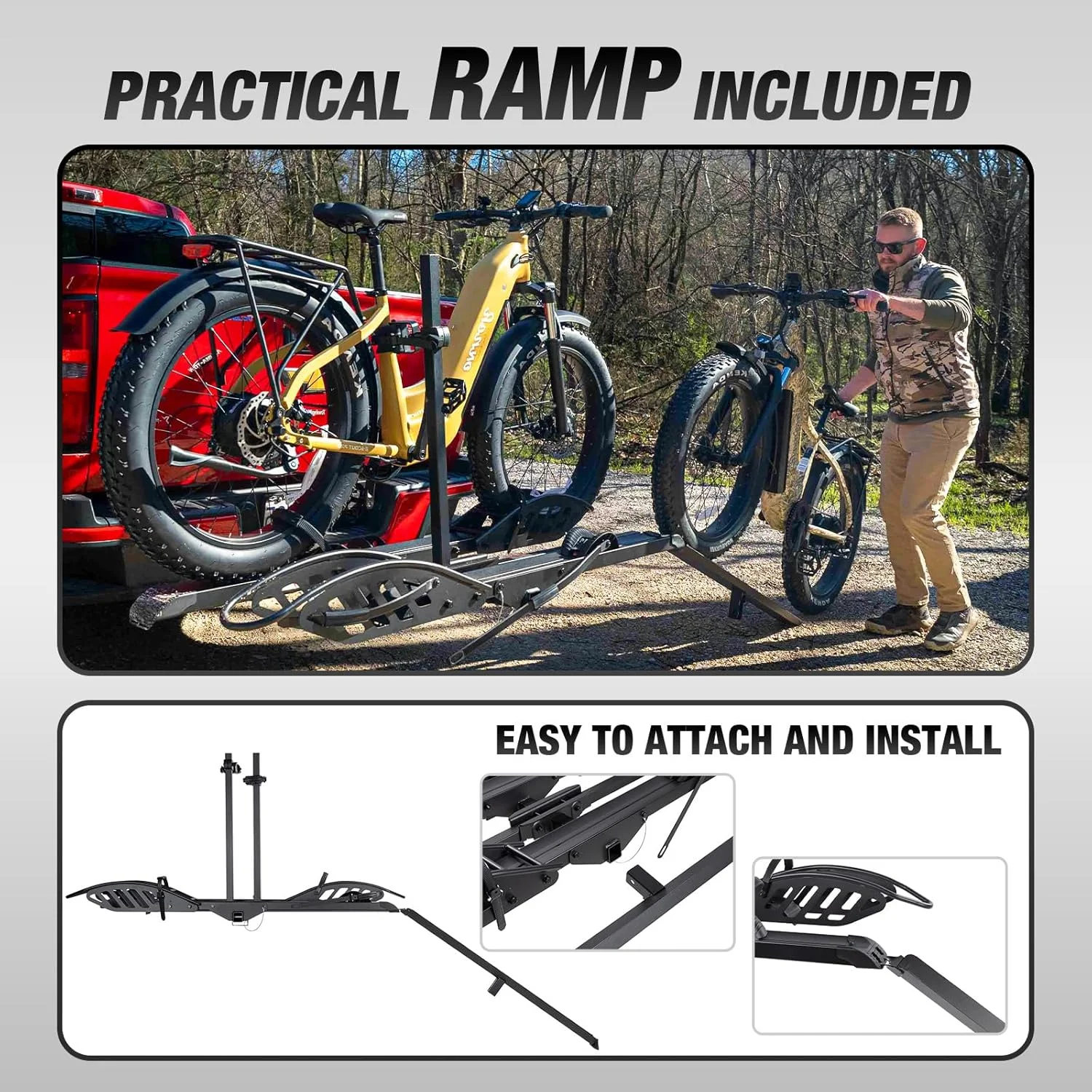 Young Electric Ebike Rack, 200lb Capacity, Alloy Steel Hitch Mount, Fits 5-Inch Fat Tire Bikes, 2-Inch Receiver - Image 37