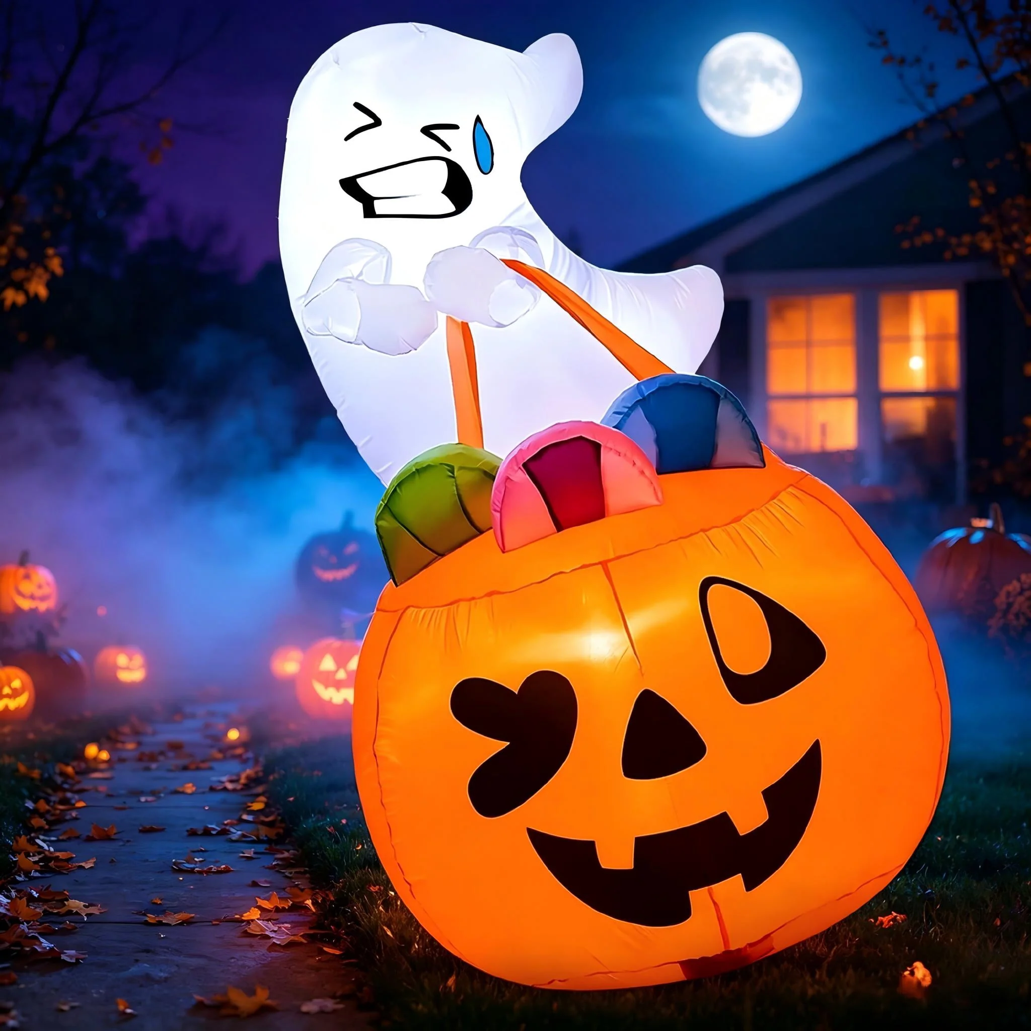 Joyfy 5ft Halloween Inflatables Light up Cute Ghost Joyfy 5ft Halloween Inflatables Light up Cute Ghost