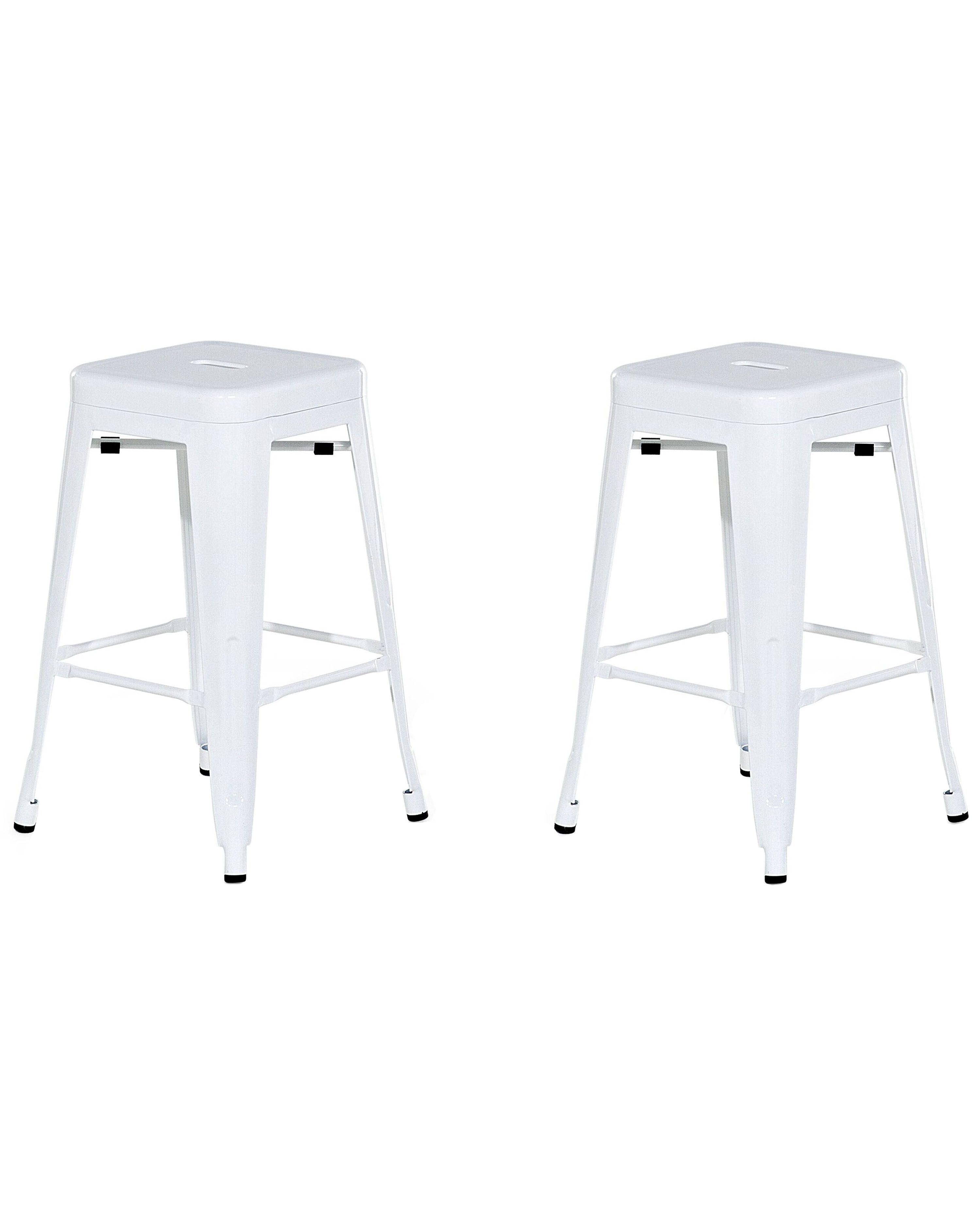 Set of 2 Bar Stools CABRILLO Metal White