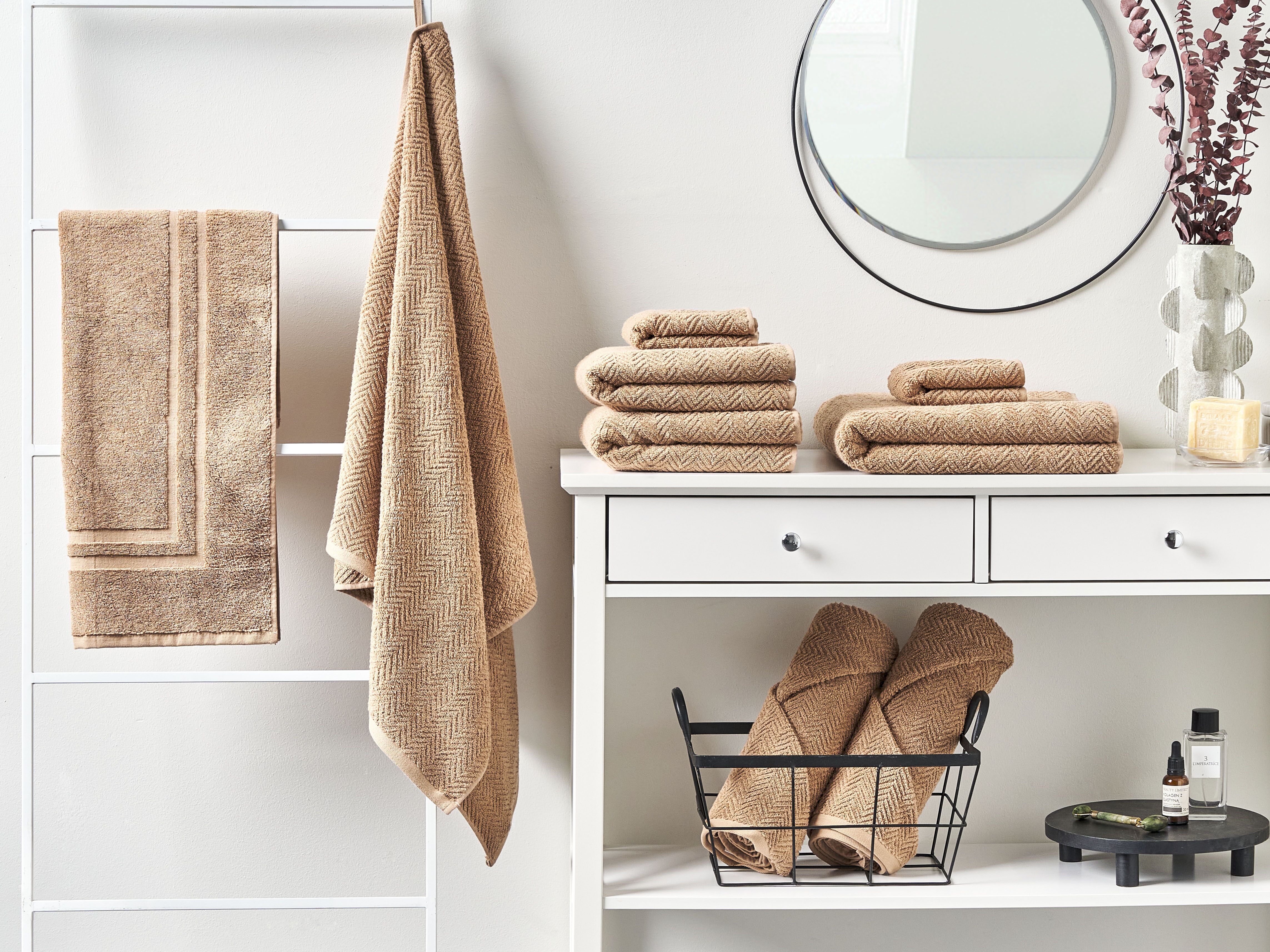 Set of 9 Towels MITIARO Terry Cotton Sand Beige