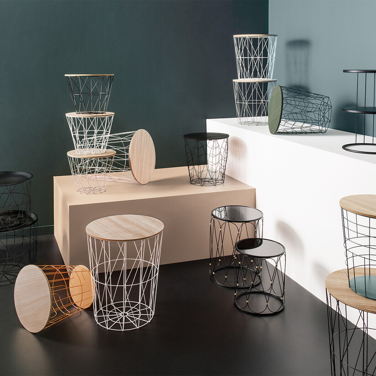 Side table "Kumi" White, D.38 cm