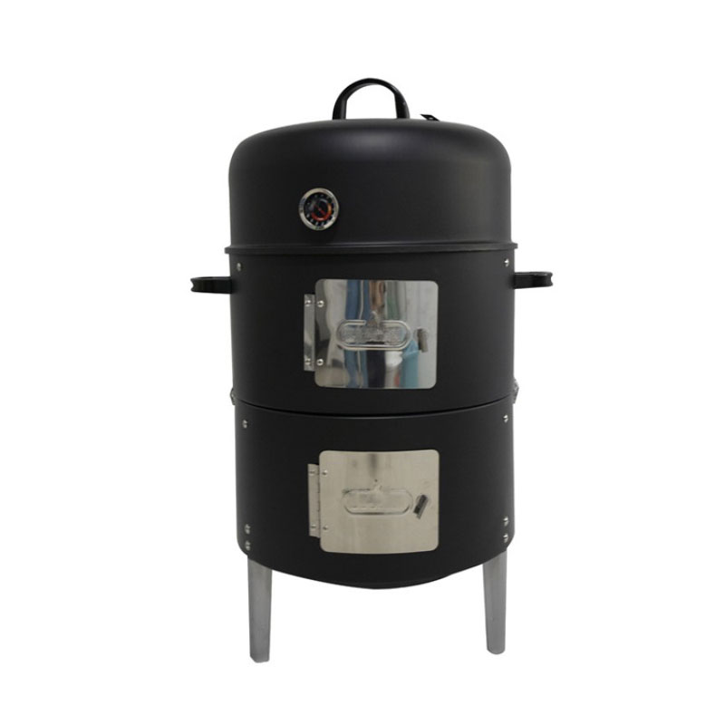 Portable Stainless Steel 3 in 1 Bertical Barrel Charcoal BBQ Smoker Outdoor Smokeless BBQ Grill
