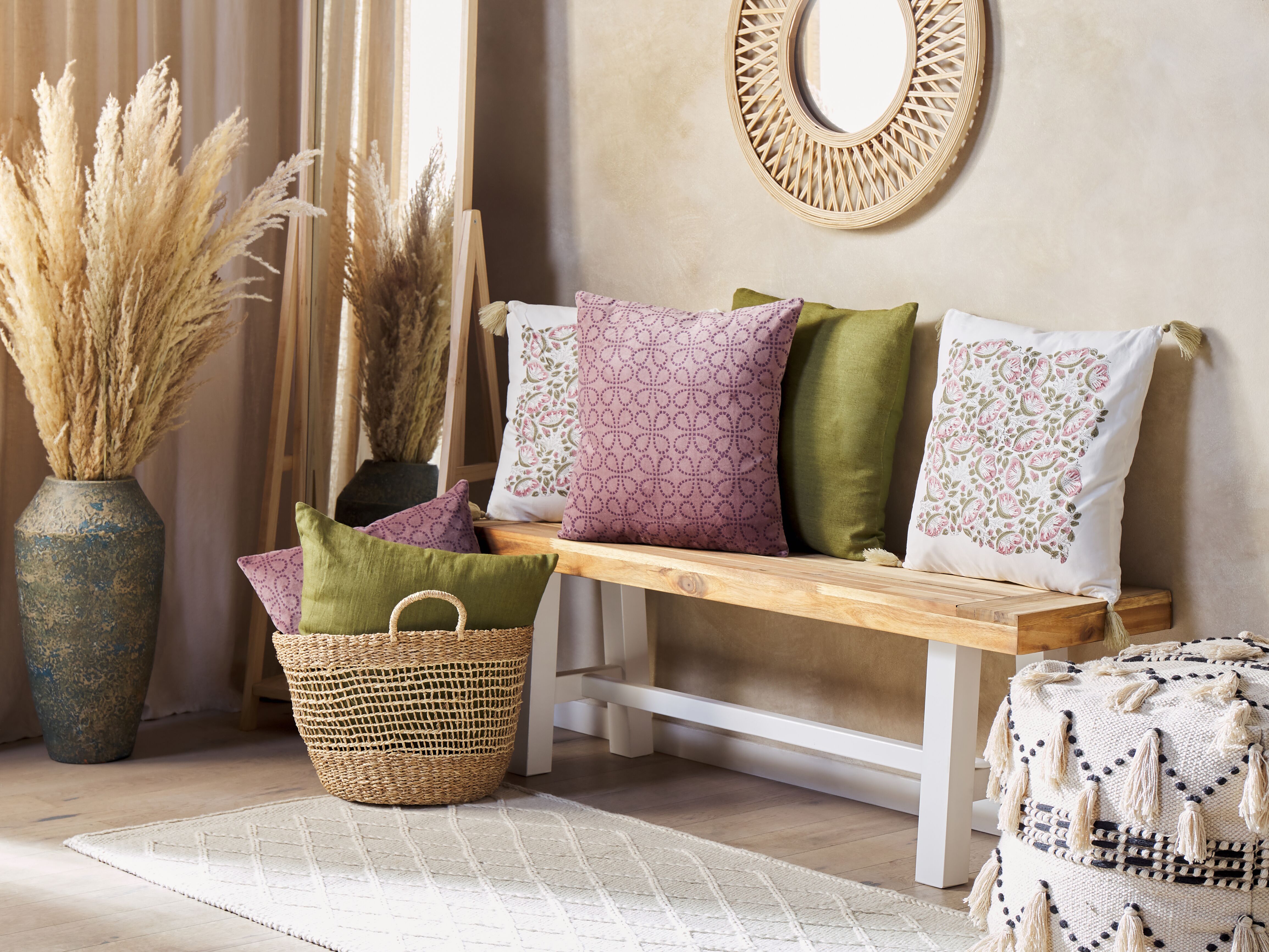Throw Cushion CARISSA Cotton 45 x 45 cm Multicolour Floral Pattern