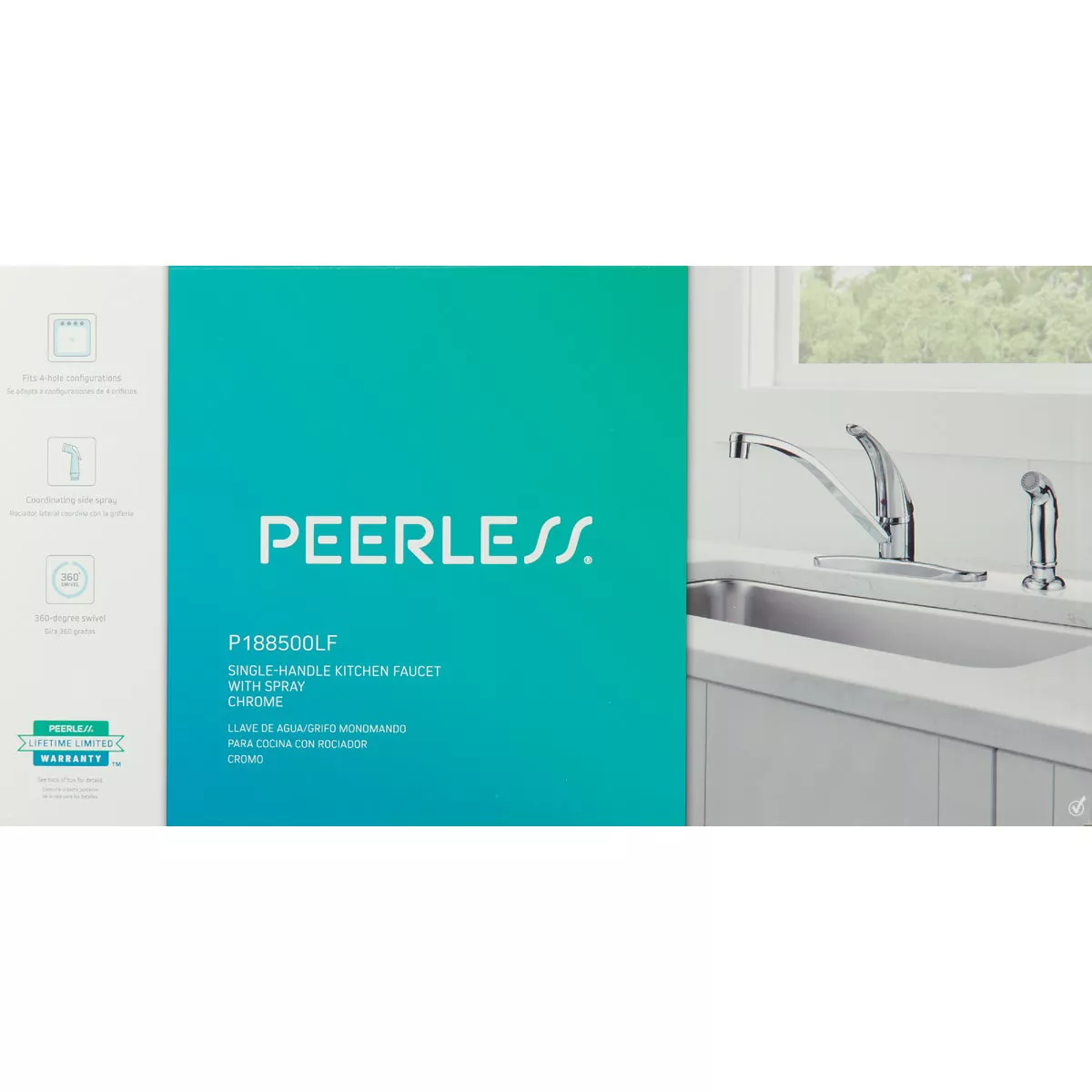 Peerless 1-Handle Lever Kitchen Faucet with Side Spray, Chrome