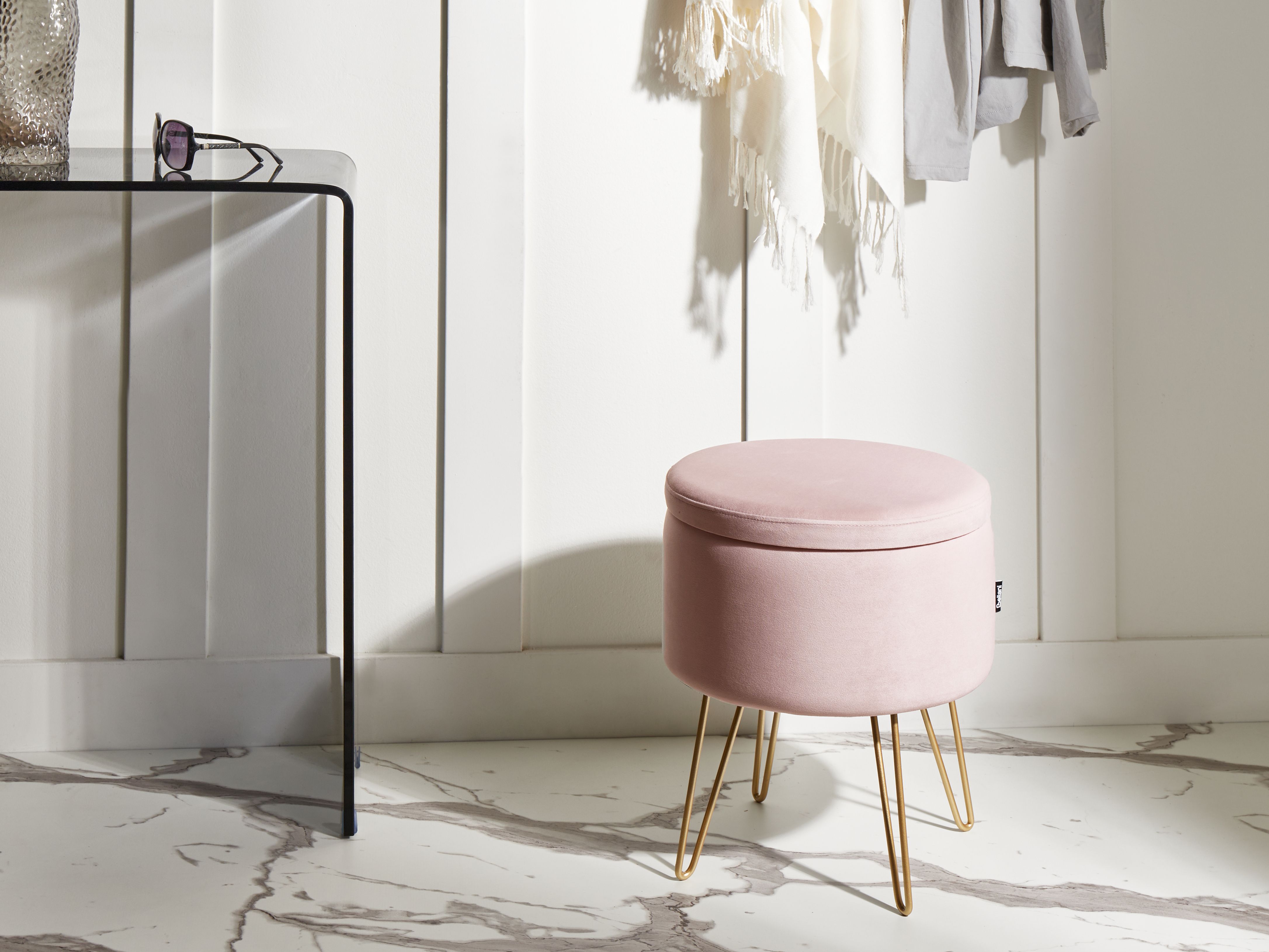 Storage Pouffe SILAS Velvet Pastel Pink