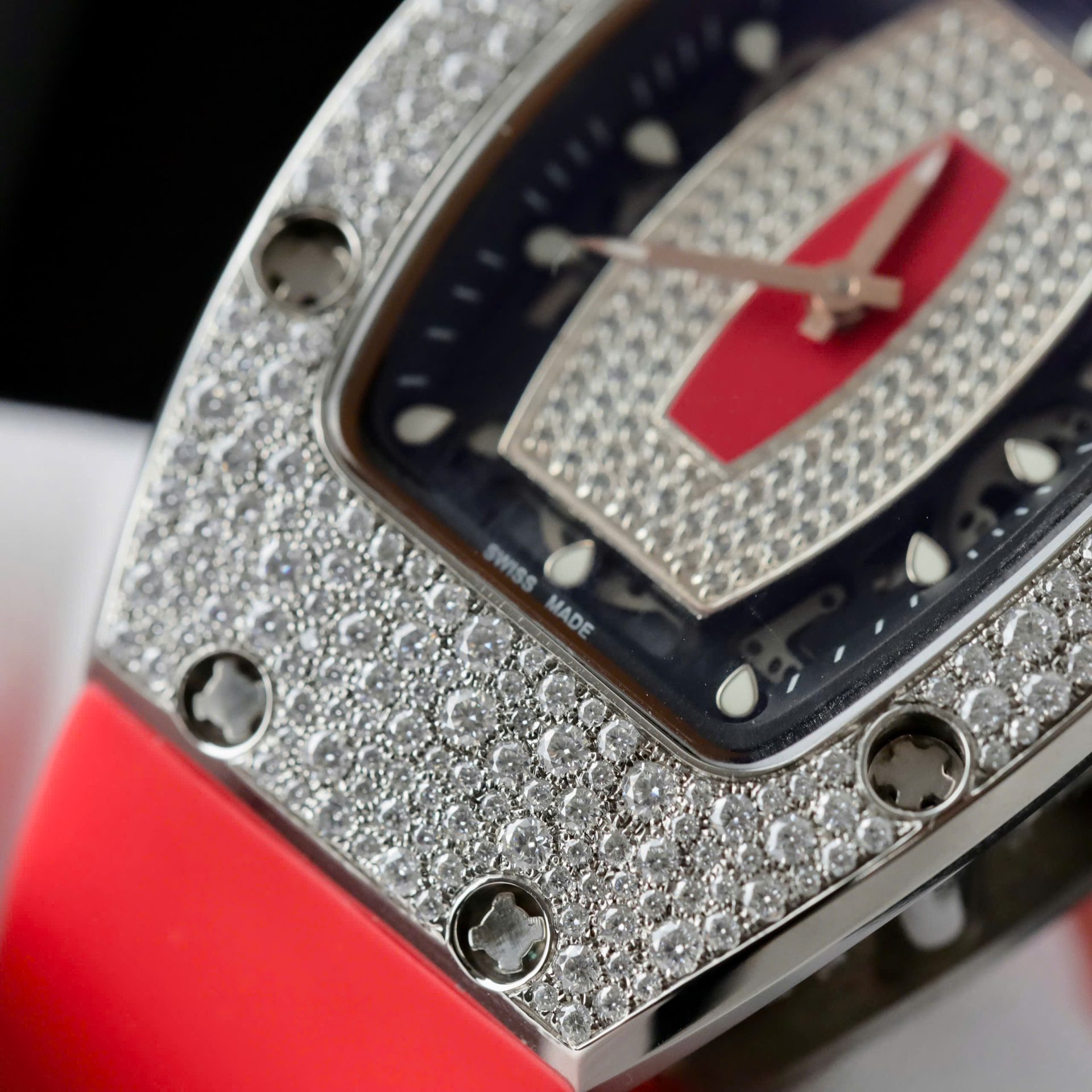 Richard Mille RM007 Red Replica Watch Diamond Moissanite Hong Kong Custom 36mm - Top club