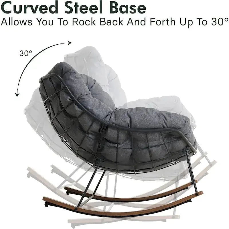 Oversized Indoor/Outdoor Rocking Egg Chair With Cushioned Upholstery - Image 6 Oversized Indoor/Outdoor Rocking Egg Chair With Cushioned Upholstery - Image 6