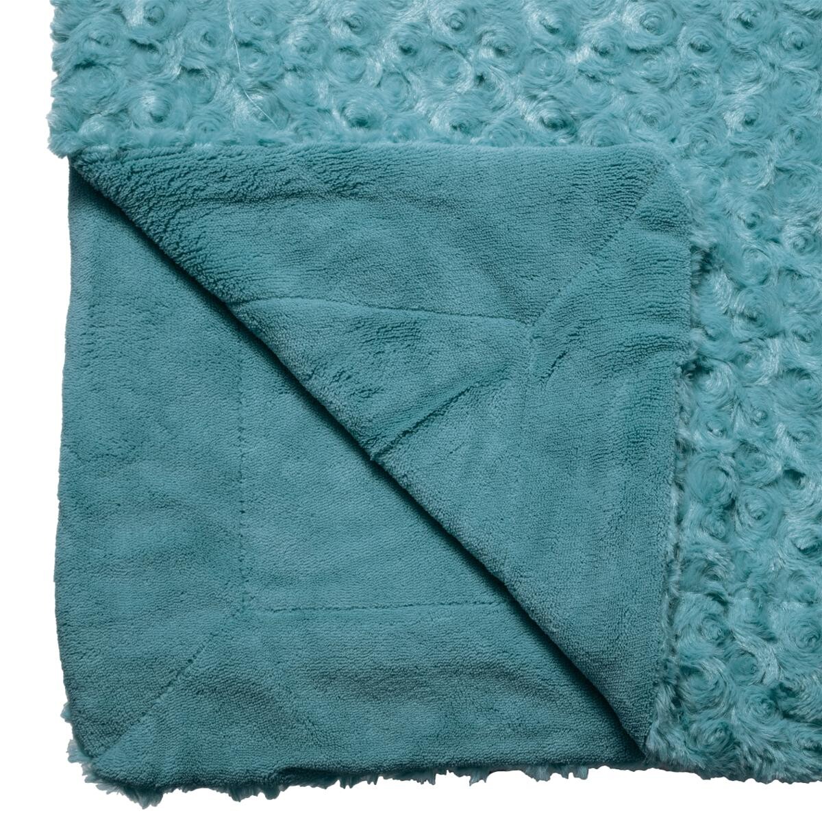 Faux fur plaid "Bouclette" Storm blue, 180x230 cm