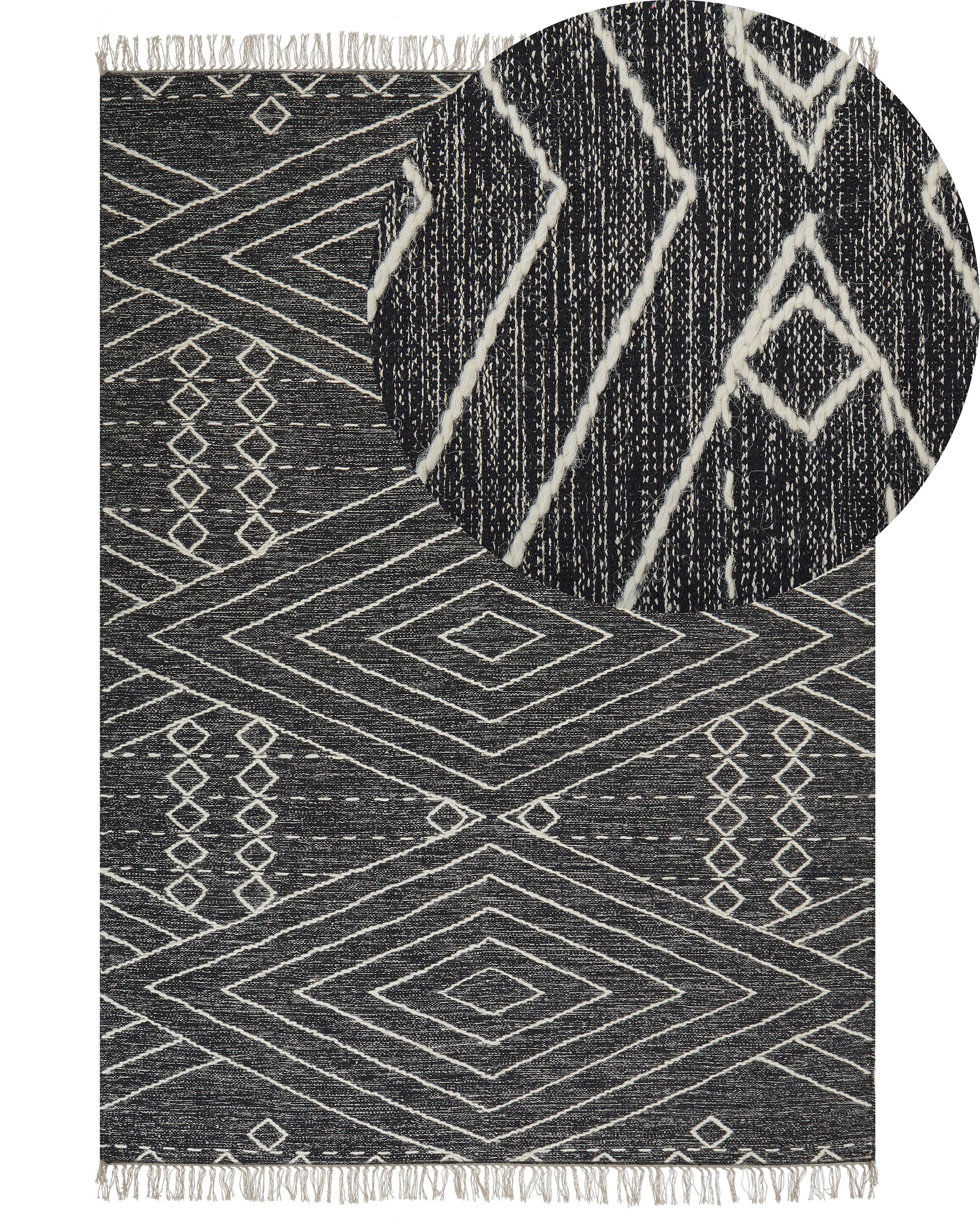 Rug KHENIFRA Black 160 x 230 cm Cotton