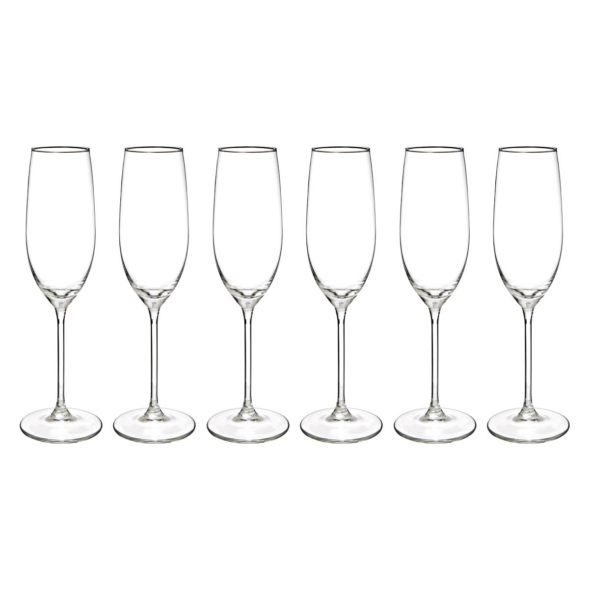Set of 6 champagne flutes "Lina" 210 ml, Transparent