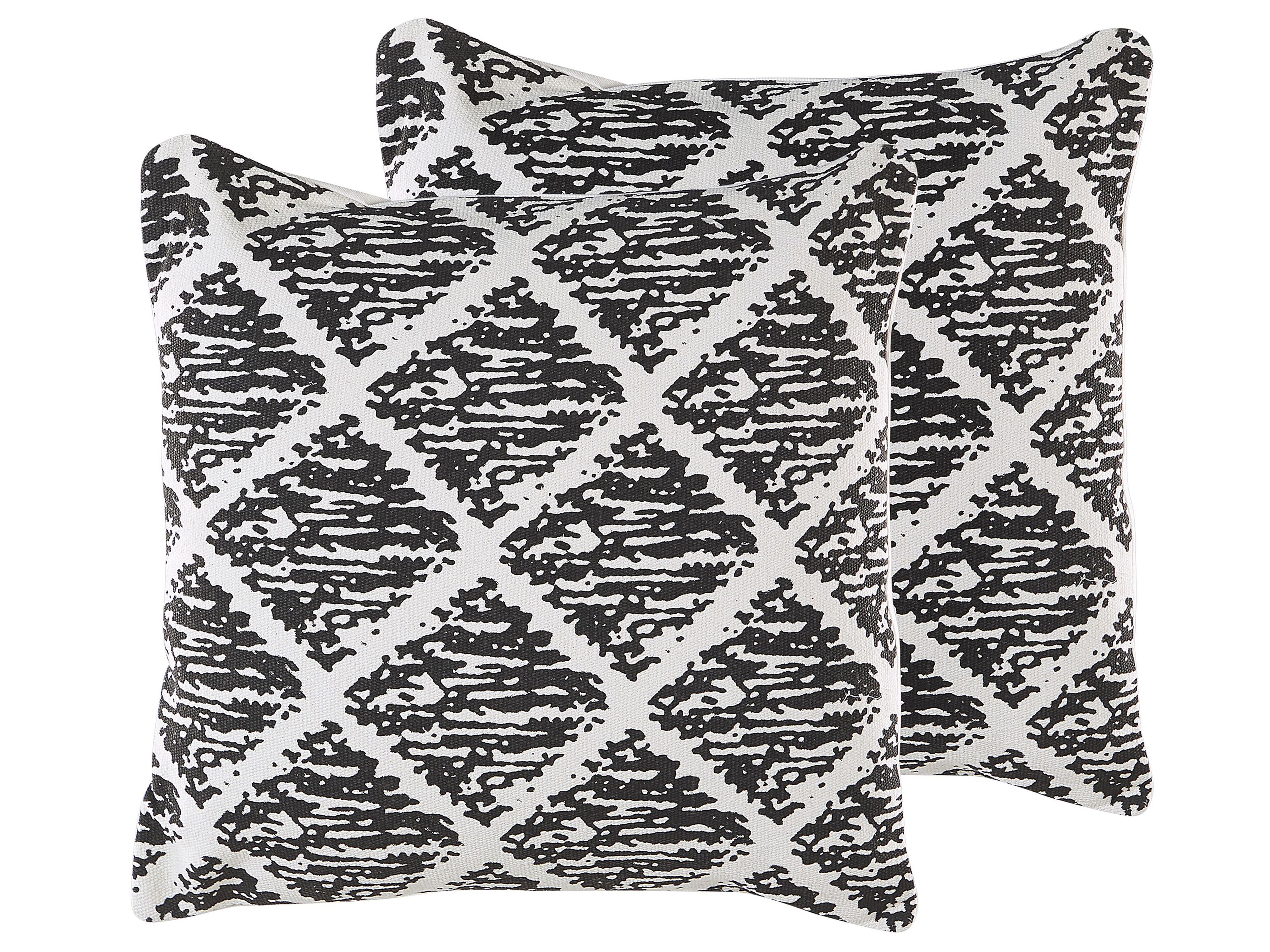 Set of 2 Decorative Cushions HAZRO Cotton 45 x 45 cm Black Geometric Pattern