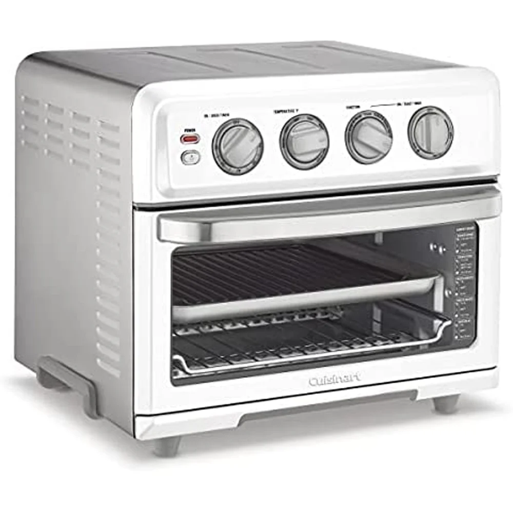 Cuisinart TOA-70W AirFryer Toaster Oven with Grill White Bundle with Deco Chef Pair of Red Heat Resistant Oven Mitt