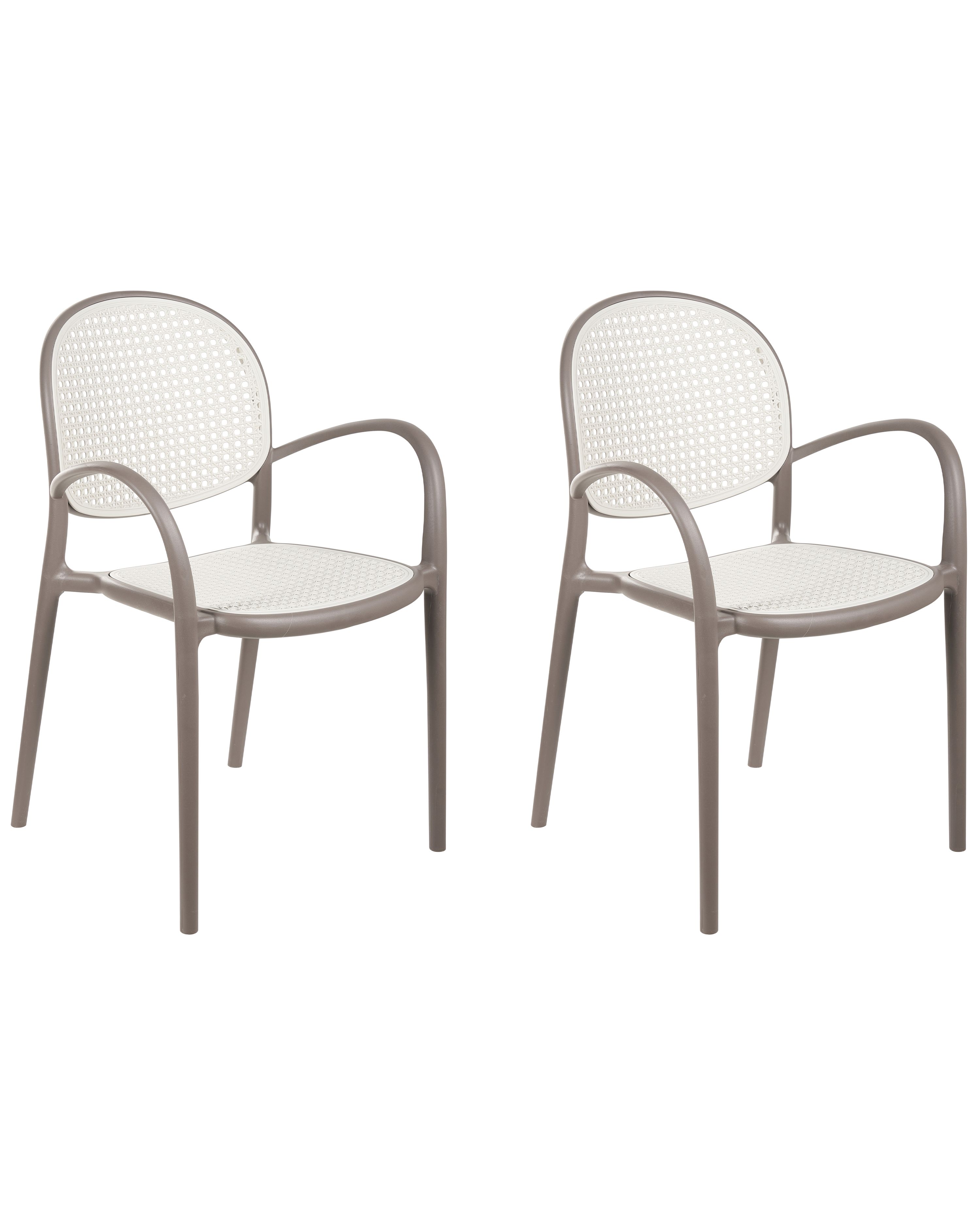Set of 2 Garden Chairs POVOLETTO Synthetic Material Light Brown