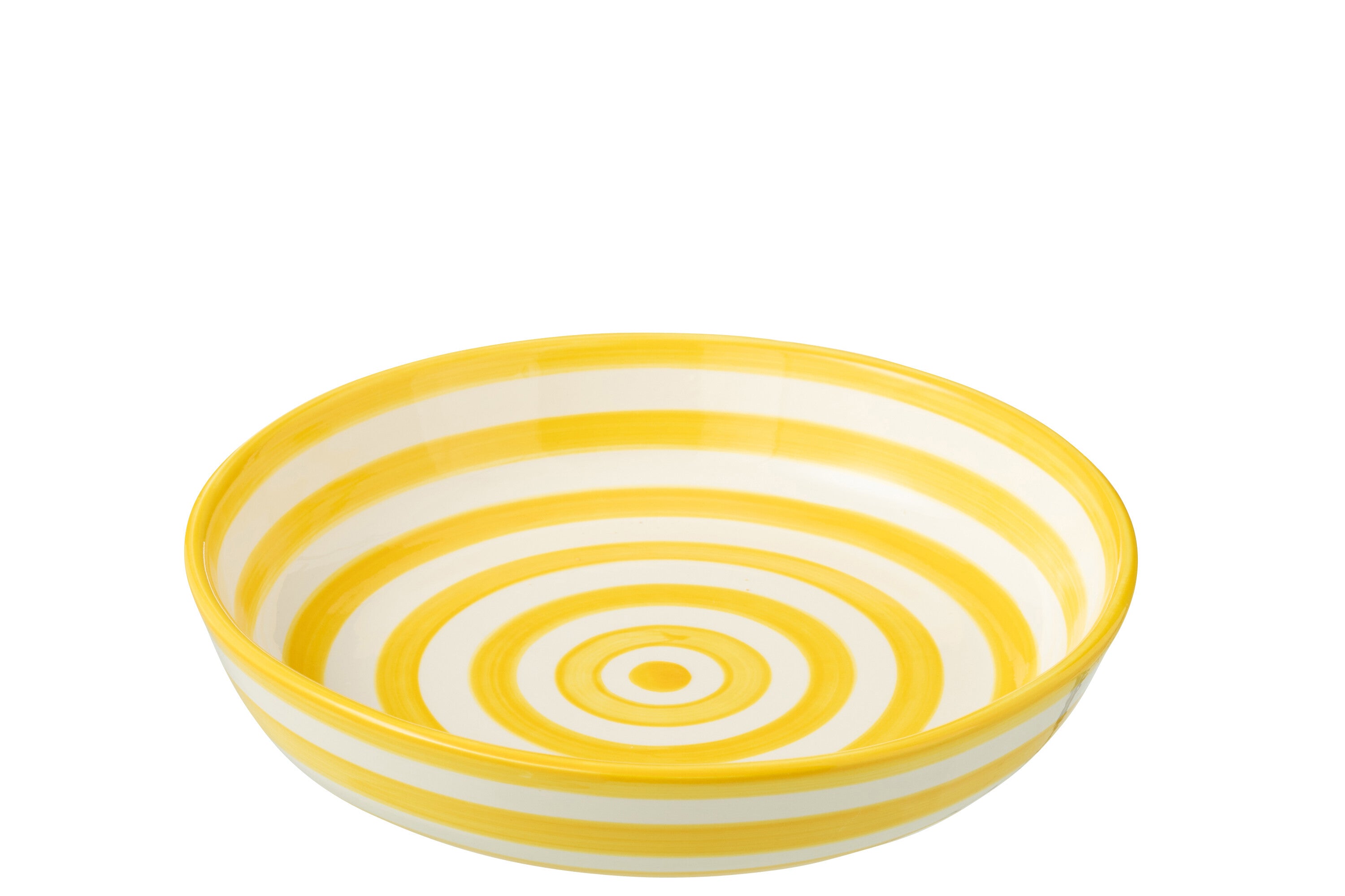 J-Line schaal Granada Stripes Low - keramiek - wit geel - la