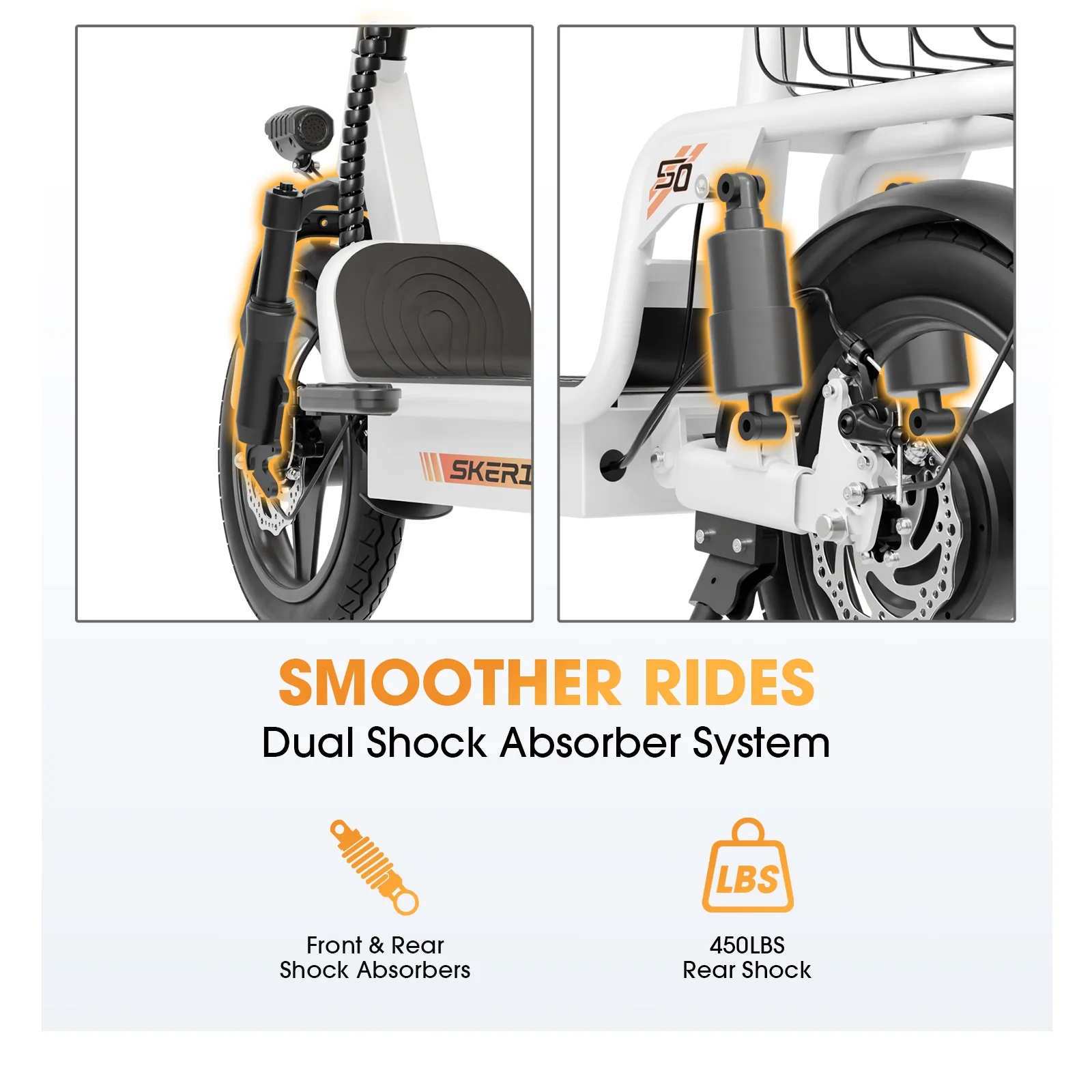 Skeri Electric Scooter with Seat for Adult and Basket, 14 Inch Tire Electric Scooter with Dual Shock Absorbers, 350W Motor with 25-Mile Range, Speed Up to 20 MPH (Gen 2.0) - Image 38