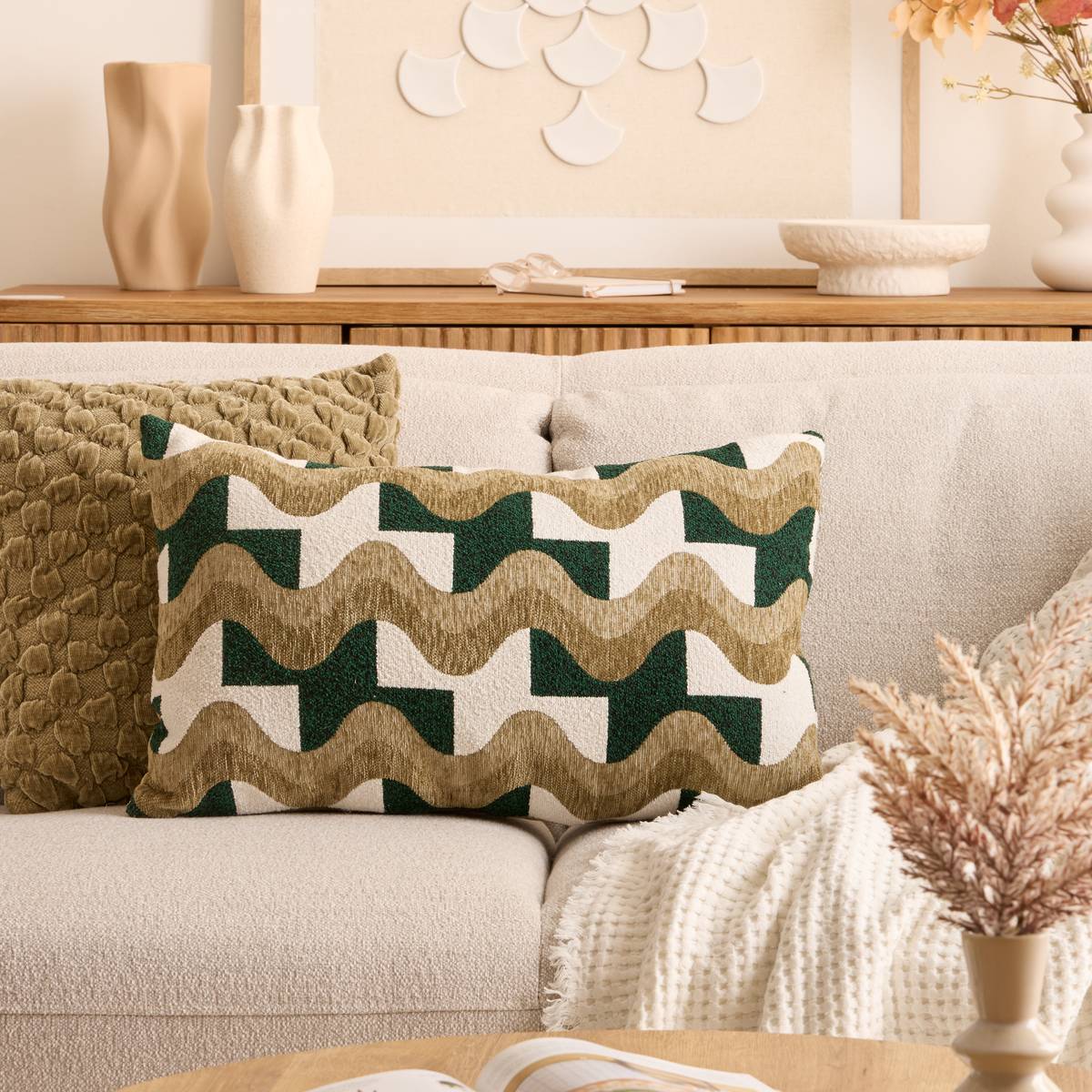 Cushion "Floe" Khaki Green, 58x38 cm