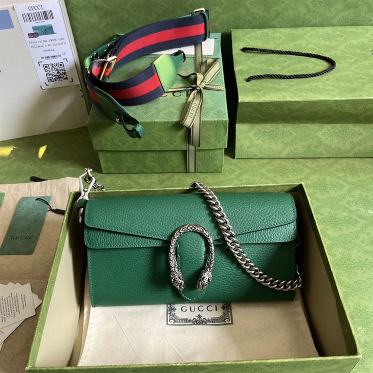 Dionysus small shoulder bag Green leather – GB0981:1High-quality replica