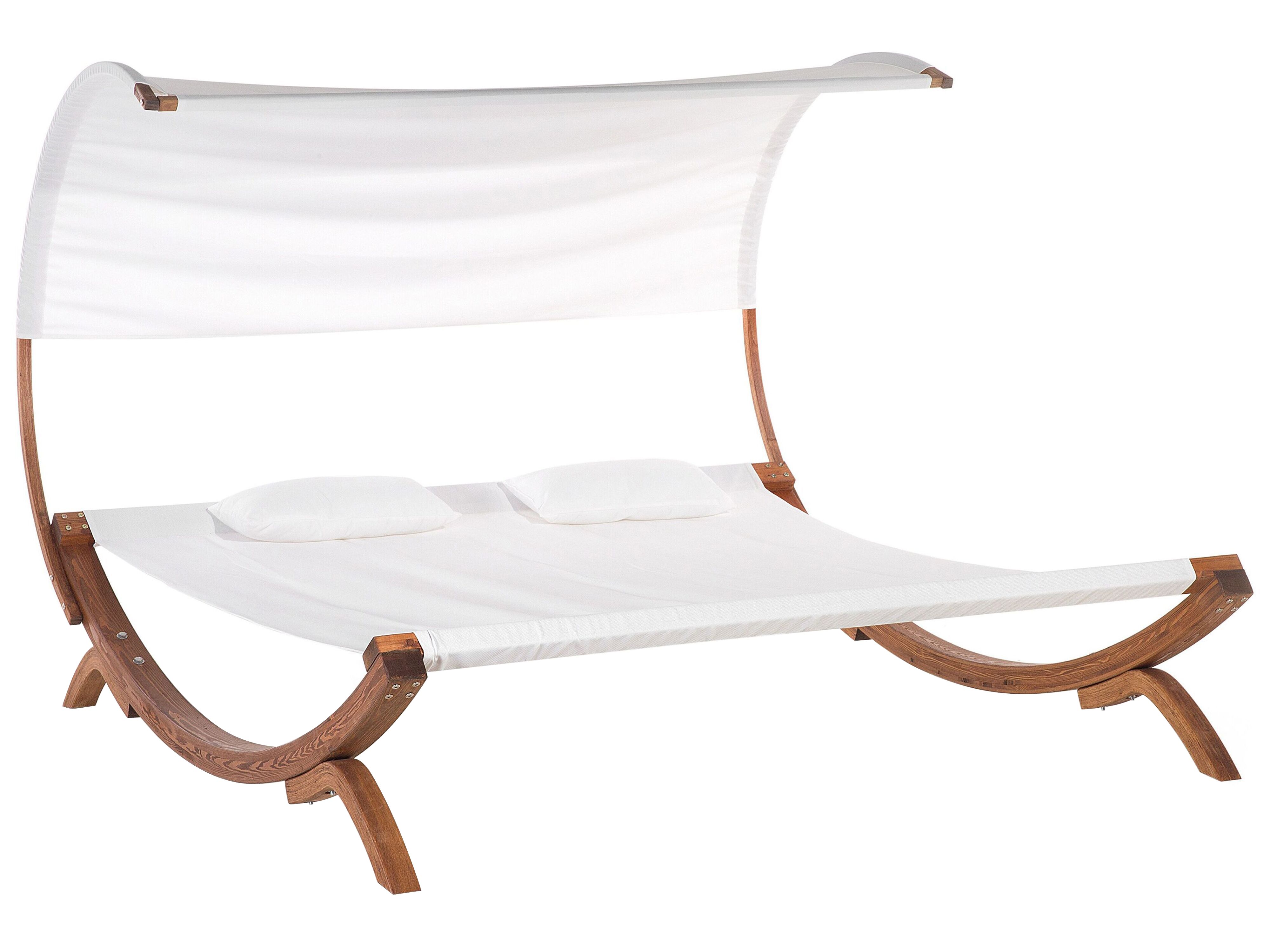 Sun Lounger with Cushion TERAMO Larch Wood Off-White