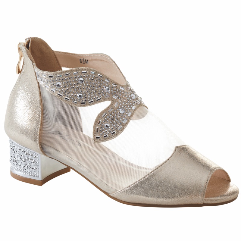 Mesh & Bling Women's Shootie with Silvery Accents, Beads & Sequins & 1.5” Heel - MIDNIGHT VELVET CATALOG