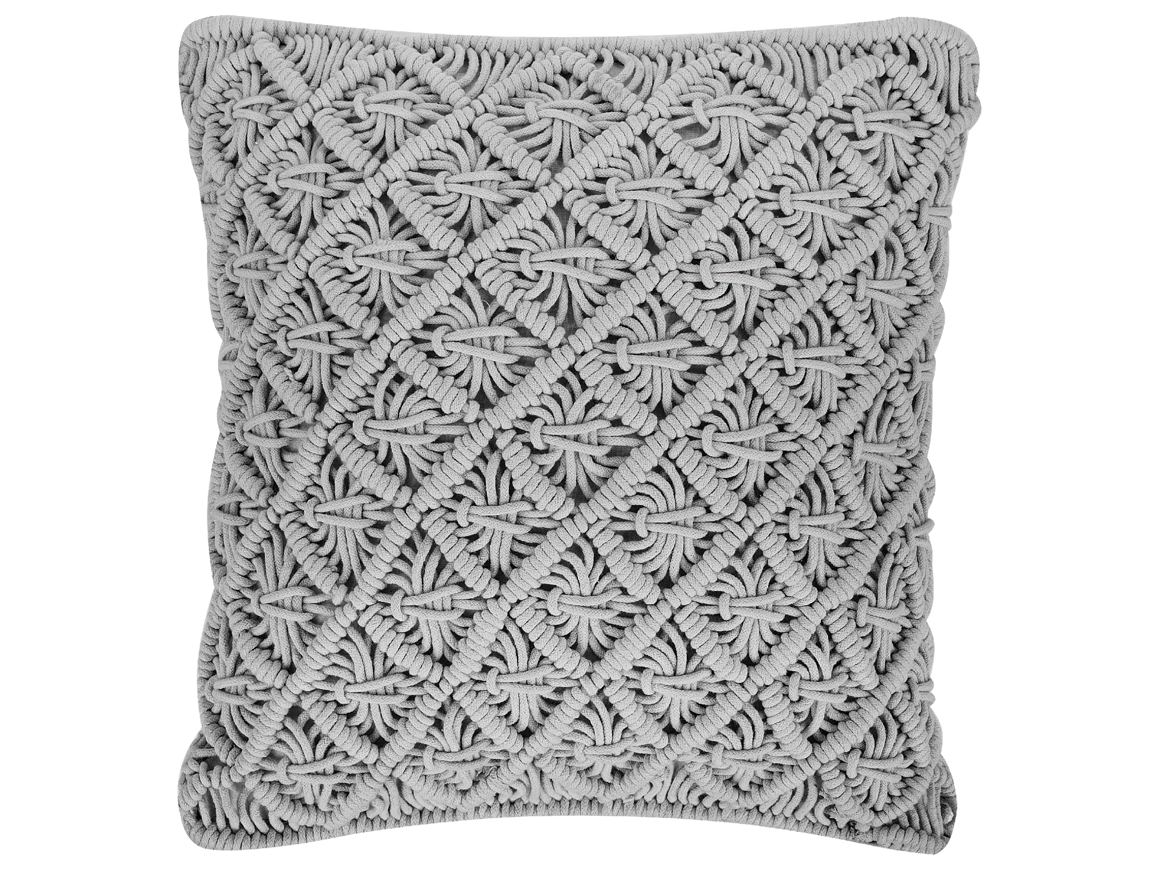 Throw Cushion KIZKALESI Cotton 45 x 40 cm Grey Geometric Pattern