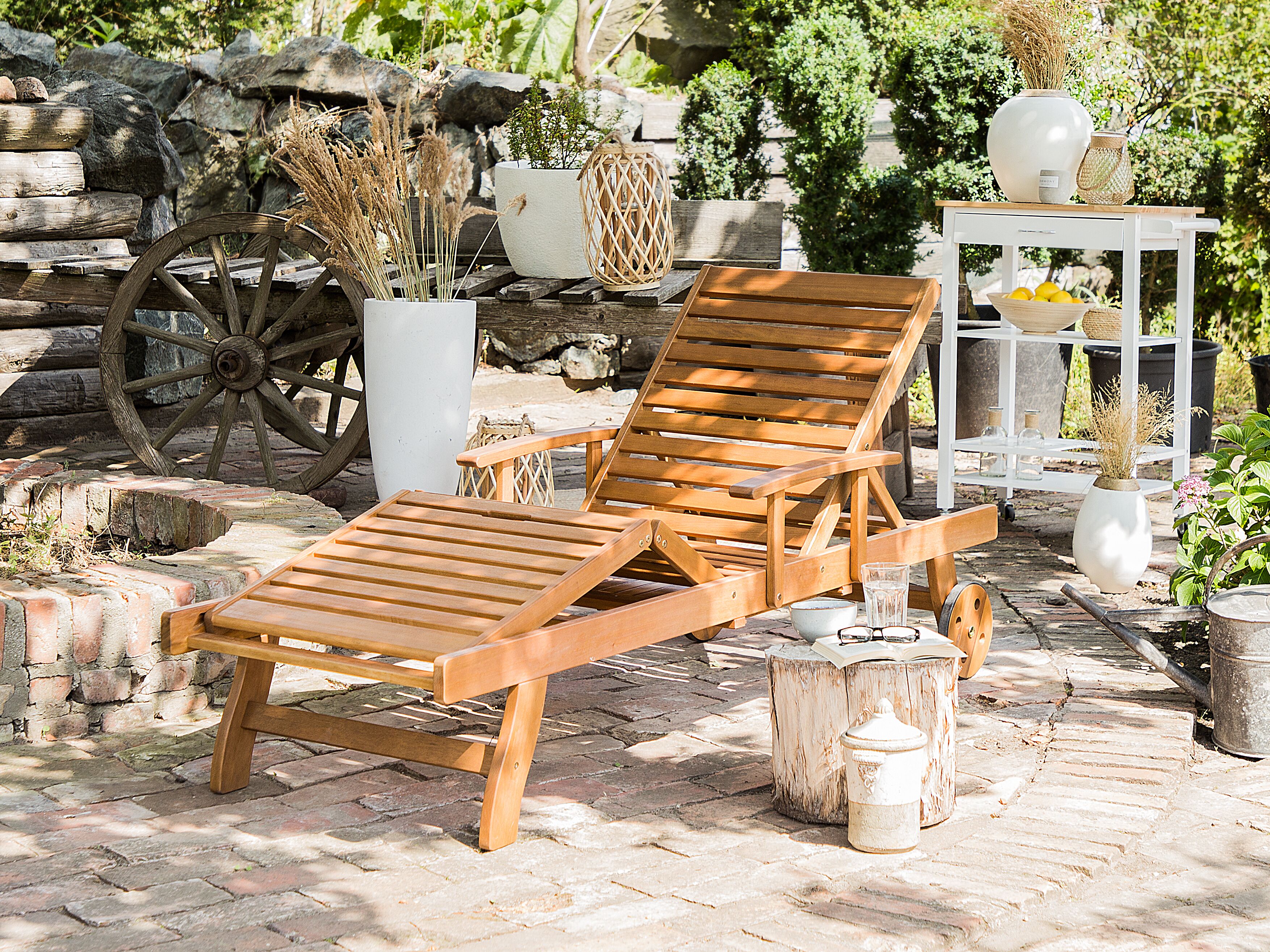 Sun Lounger JAVA Reclining Acacia Wood Light Brown