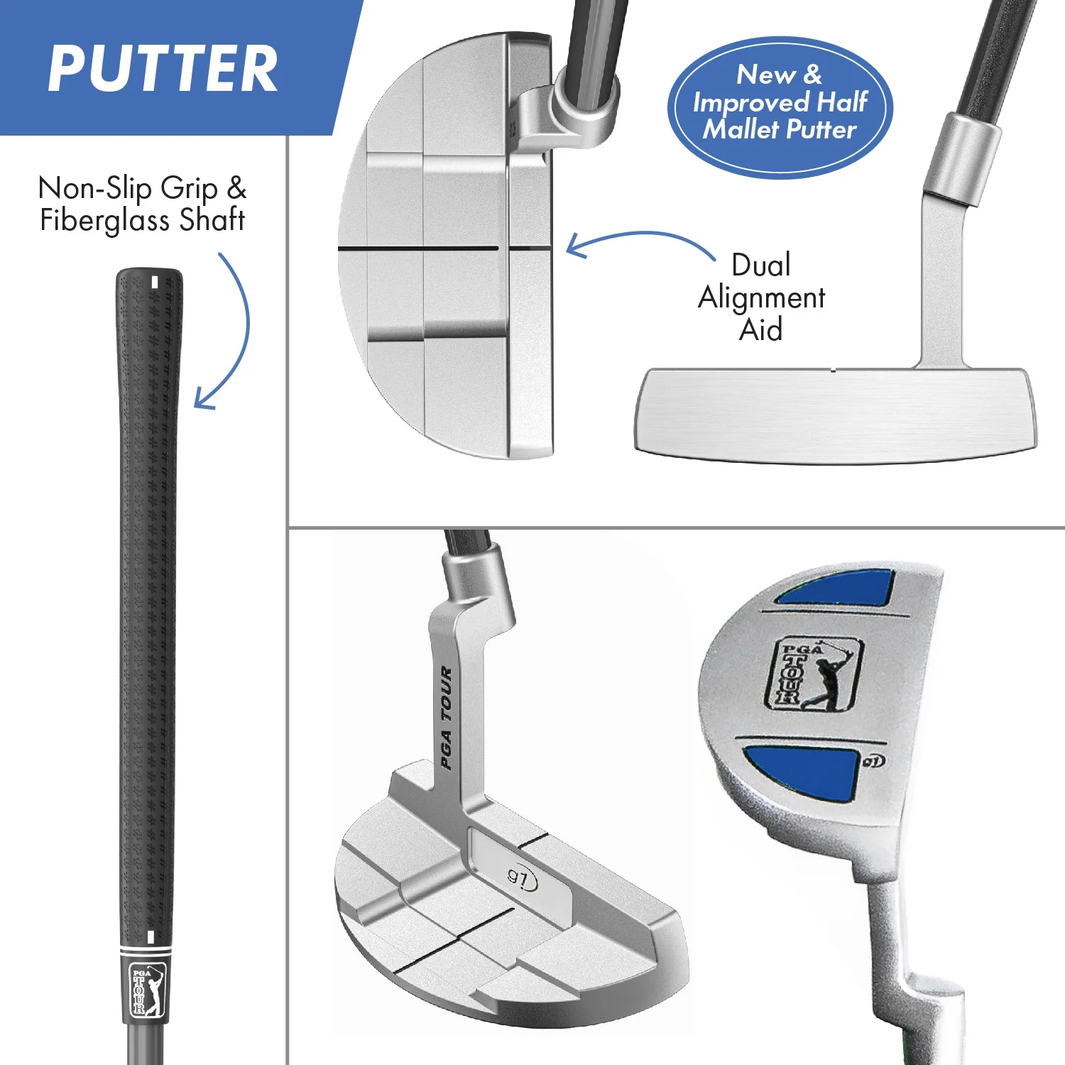 PGA Tour Right-Handed 10 Piece Kids Golf Club Stand Bag Set; Player Height 4'8 - 5'2", Ages 8-12 - Image 6