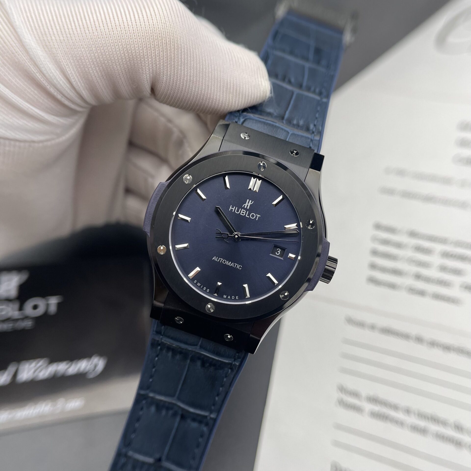 Hublot Fake Watches Classic Fusion Ceramic Blue Dial HB Factory 42mm - Top club