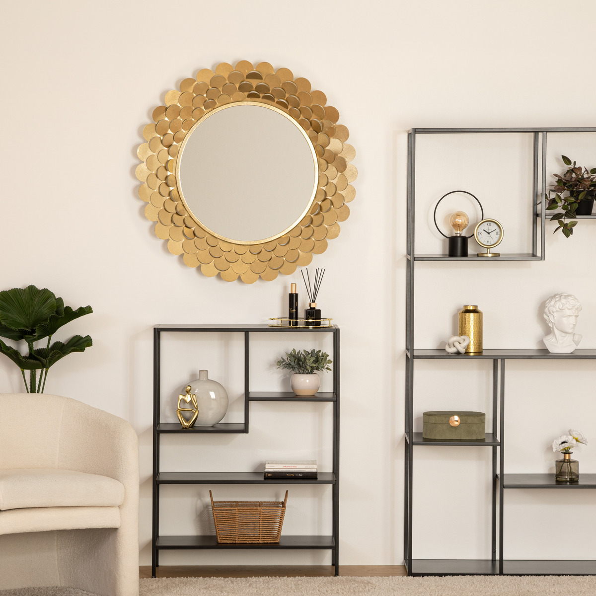 Mirror"Dolly" Gilt metal, D.91 cm