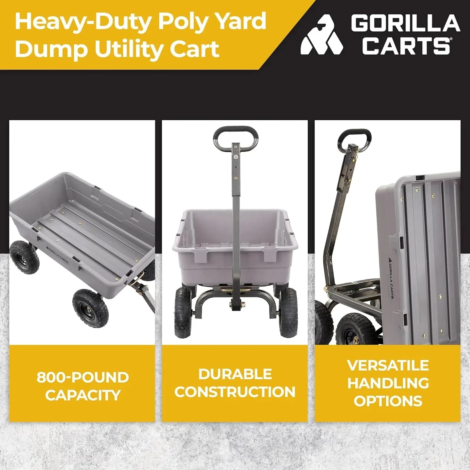 Gorilla Carts Utility Dump Wagon 6 Cubic Feet 1200 lb Capacity Black - GOR6PS - Image 35 Gorilla Carts Utility Dump Wagon 6 Cubic Feet 1200 lb Capacity Black - GOR6PS - Image 35