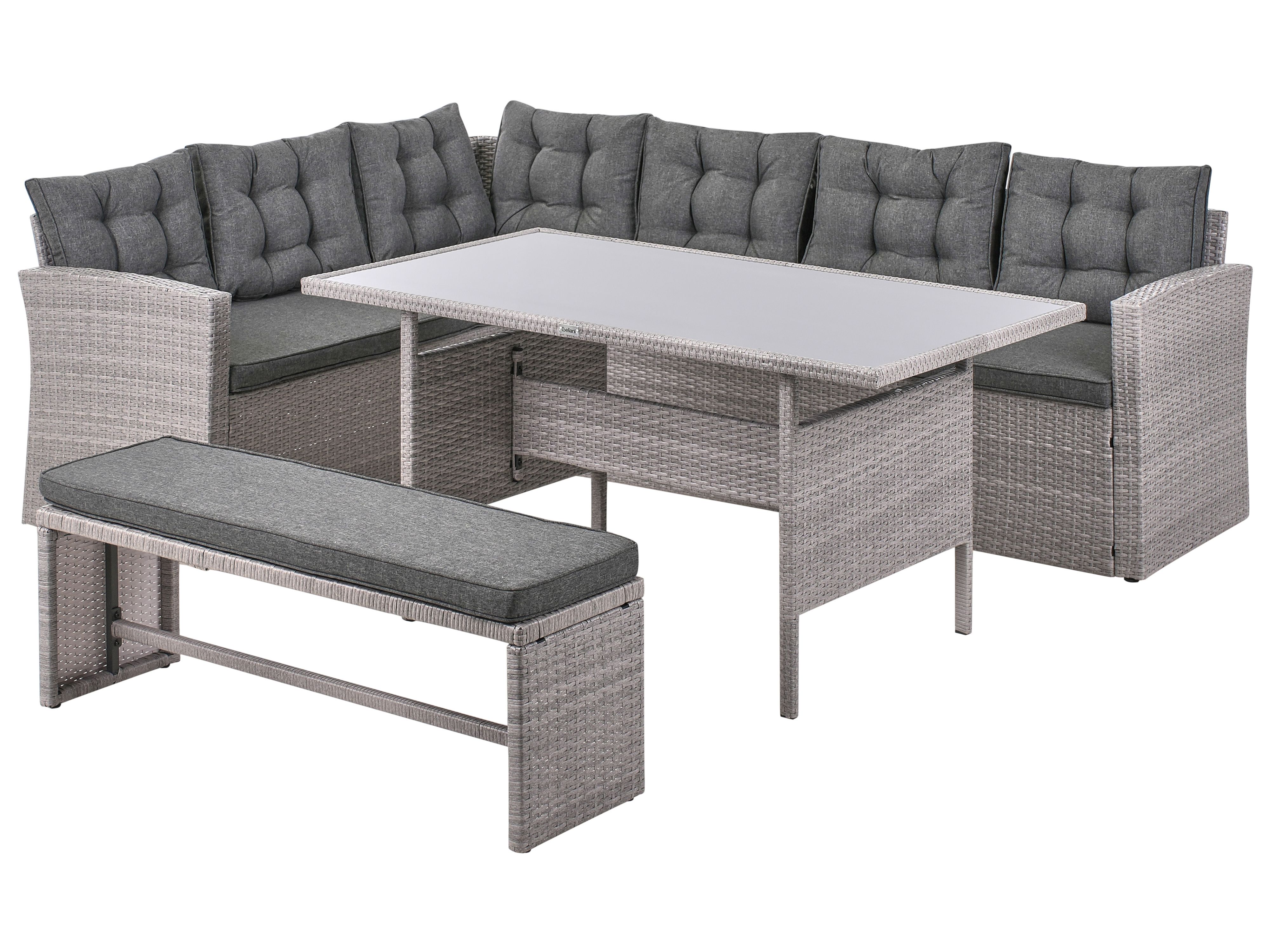 Garden Lounge Set with Table 8 Seater VITERBO with Cushions PE Rattan Grey