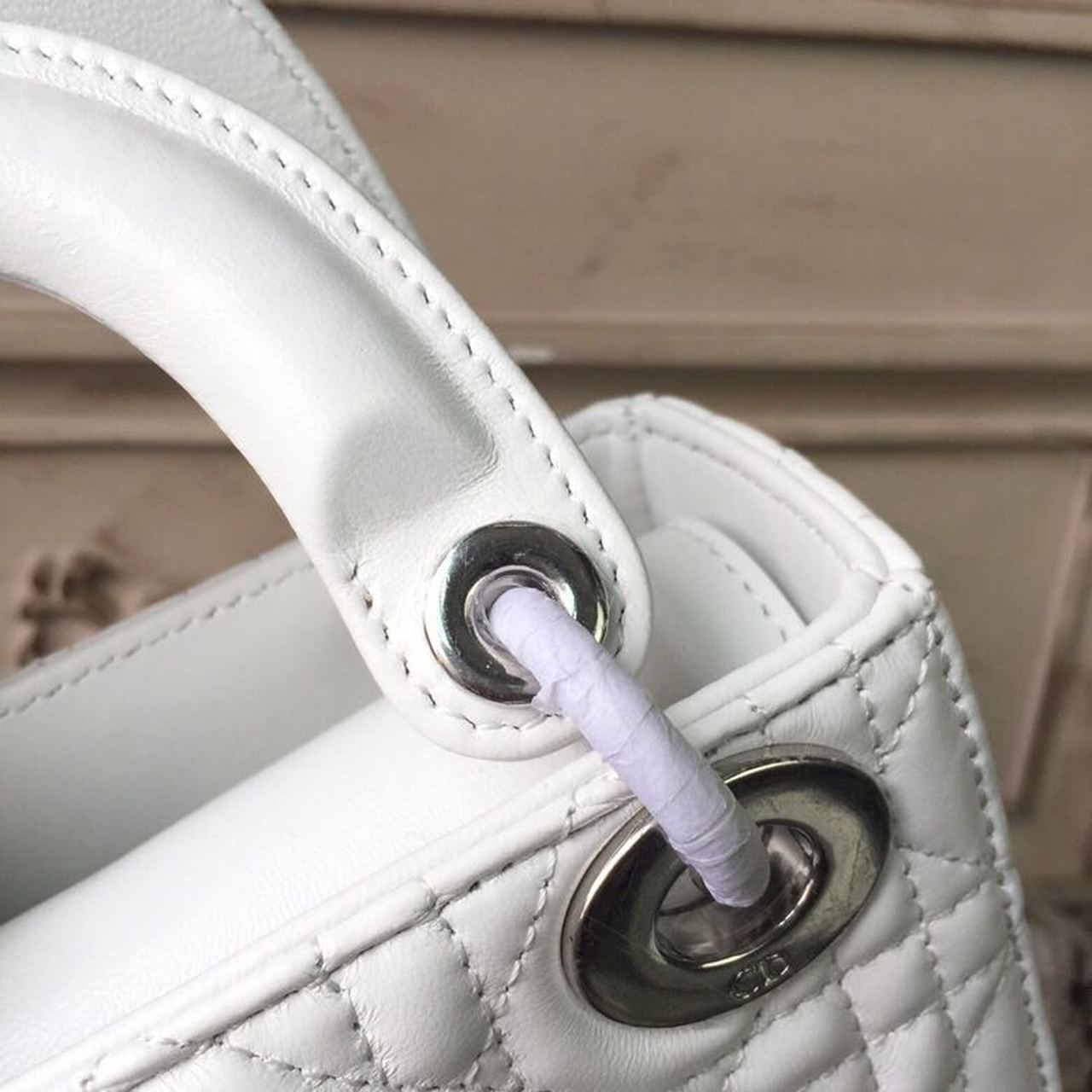 Christian Dior Mini Lady Dior Bag White Chain Silver Hardware For Women 17cm/6.5in CD1:1High-quality replica