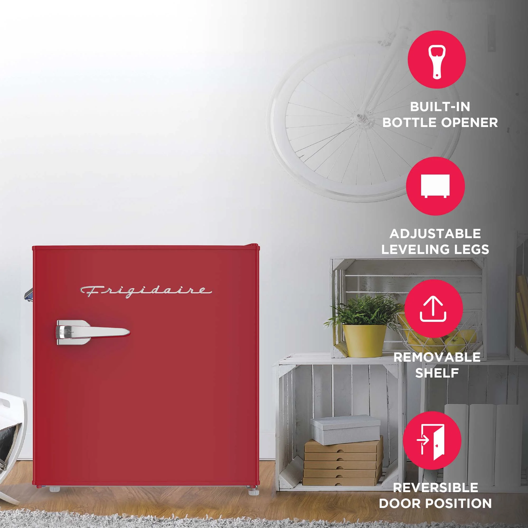 Frigidaire 1.6 Cu ft. Retro Compact Refrigerator with Side Bottle Opener, Coral - Image 53