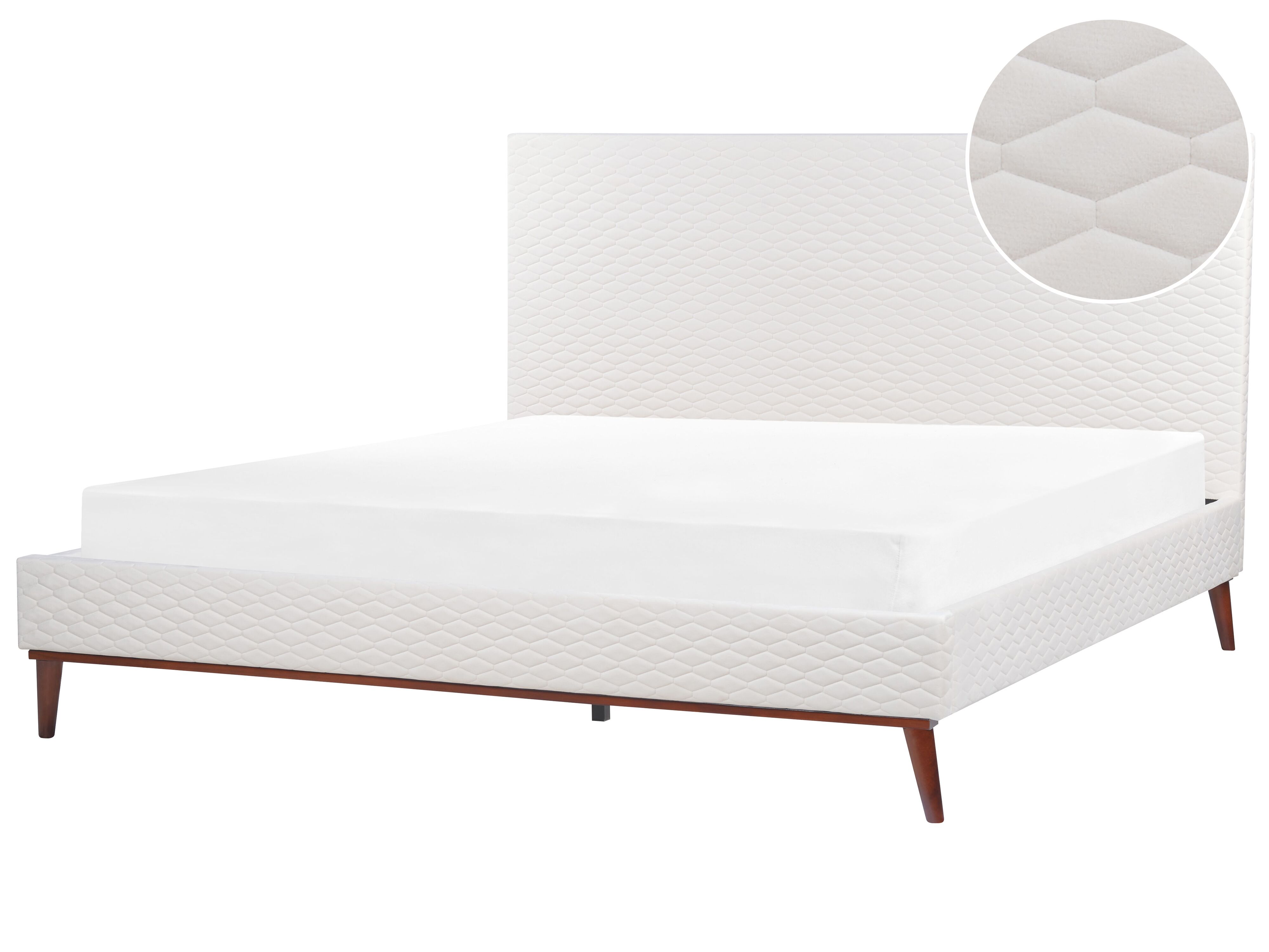 Bed Velvet BAYONNE 180 x 200 cm (EU Super King) Off-White