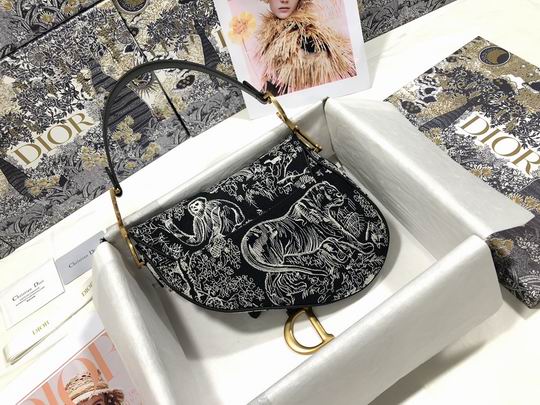 Saddle Bag Blue Toile de Jouy Reverse Jacquard – DB0801:1High-quality replica