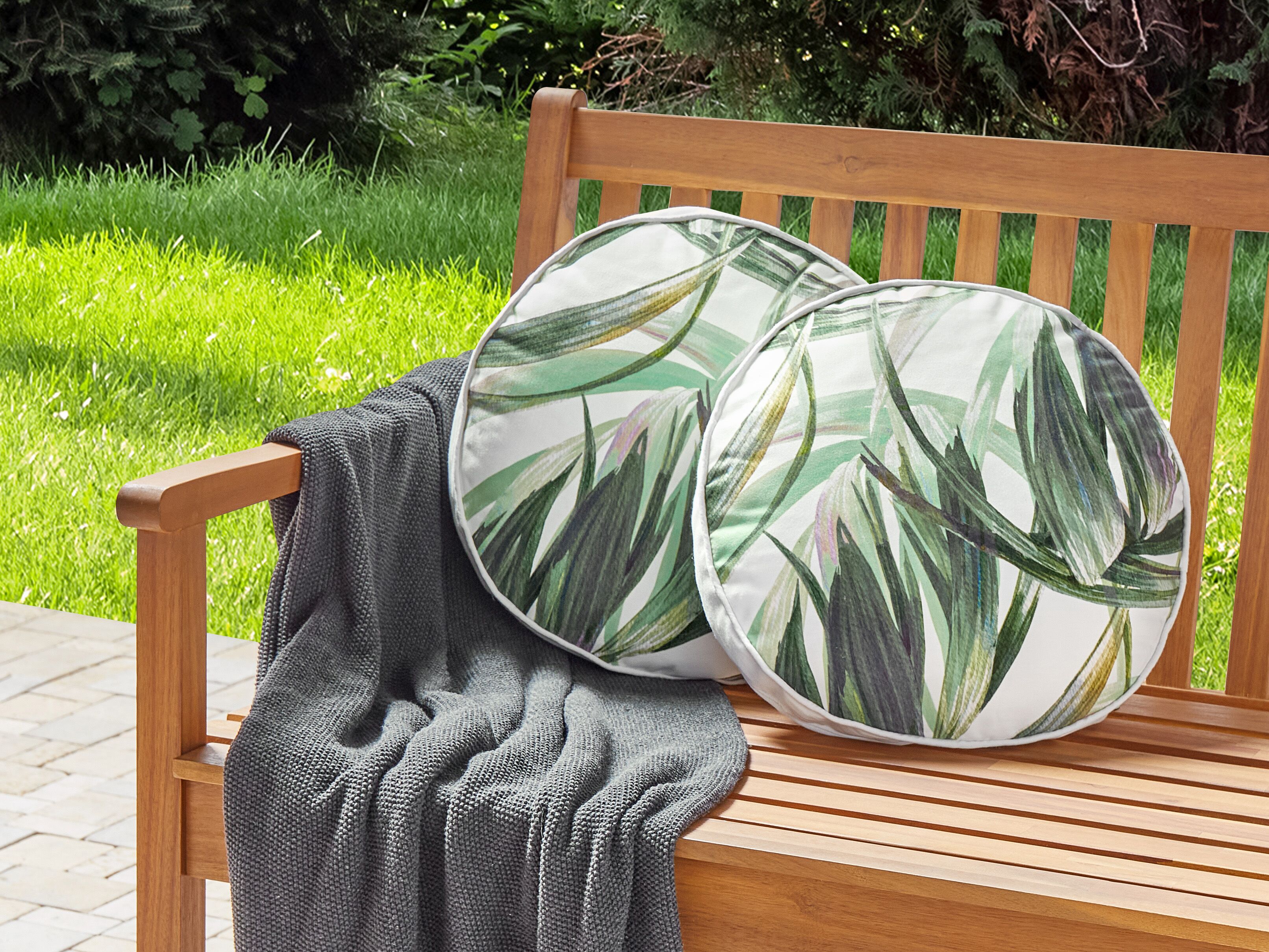 Set of 2 Outdoor Cushions CALDERINA Plant Pattern 40 x 40 cm Green