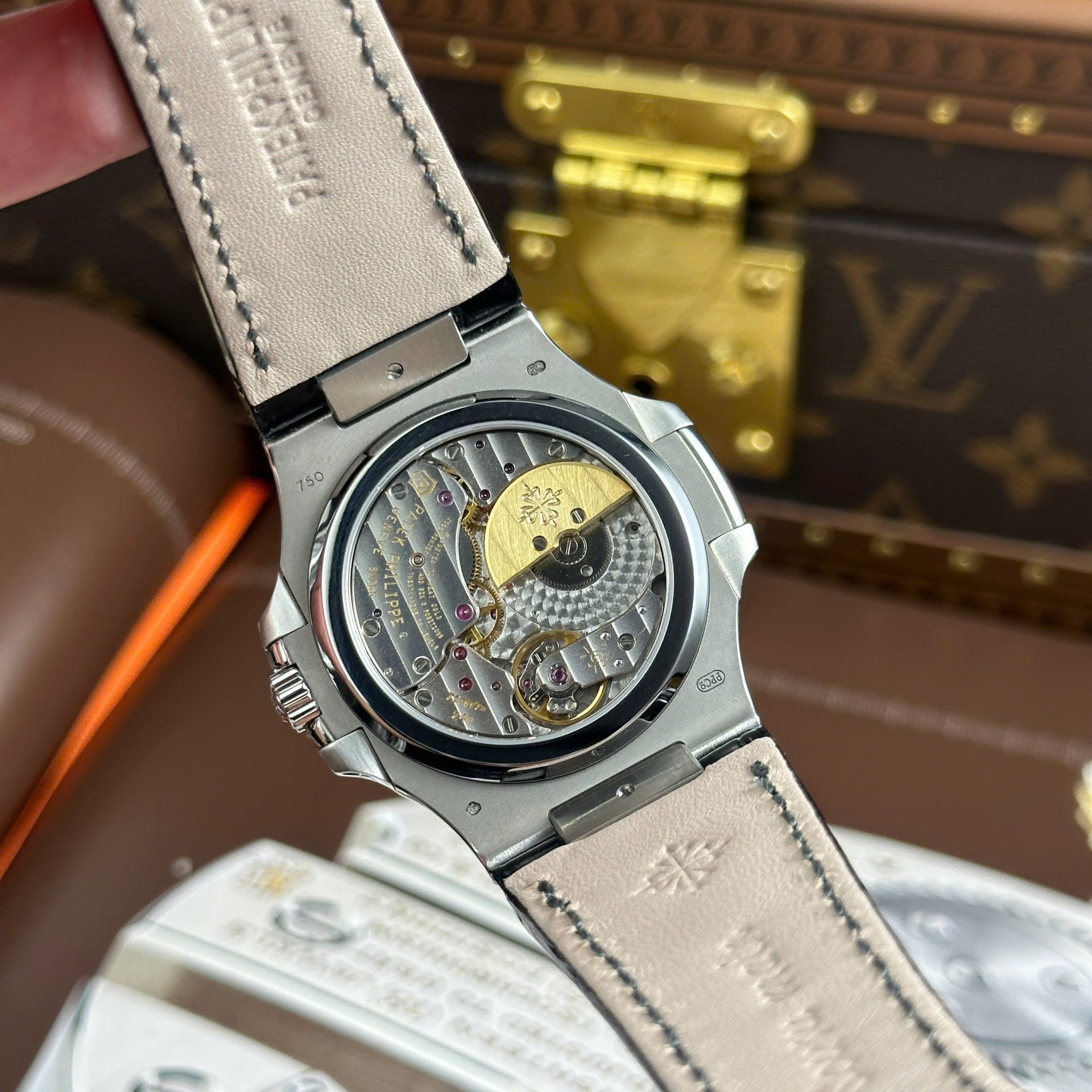 Patek Philippe Nautilus 5712 Copies Watches Blue Dial Leather Strap PPF Factory Version 3 40mm - Top club