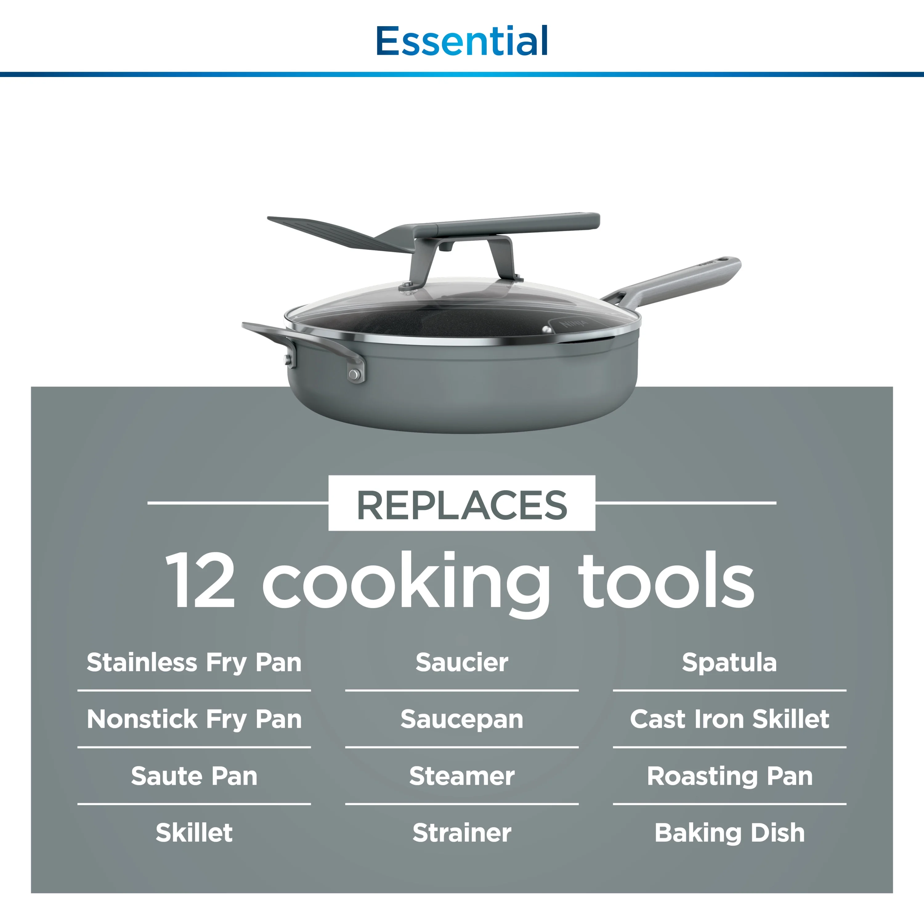 Ninja Foodi Never Stick Possible Pan, Non Stick, Fry Pan, Sea Salt Grey - Image 2