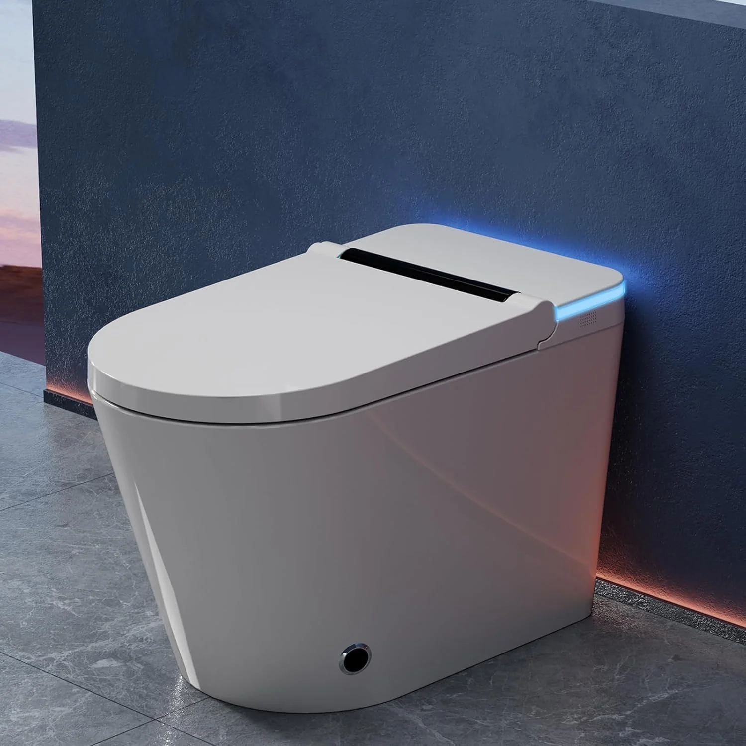 LALAHOO Smart Toilet with Bidet Built in, Auto Open & Close, Elongated Heated seat, Foot Sensor Flush, LED Display, Warm Water Wash, Dryer, Night Light, Black - Image 31