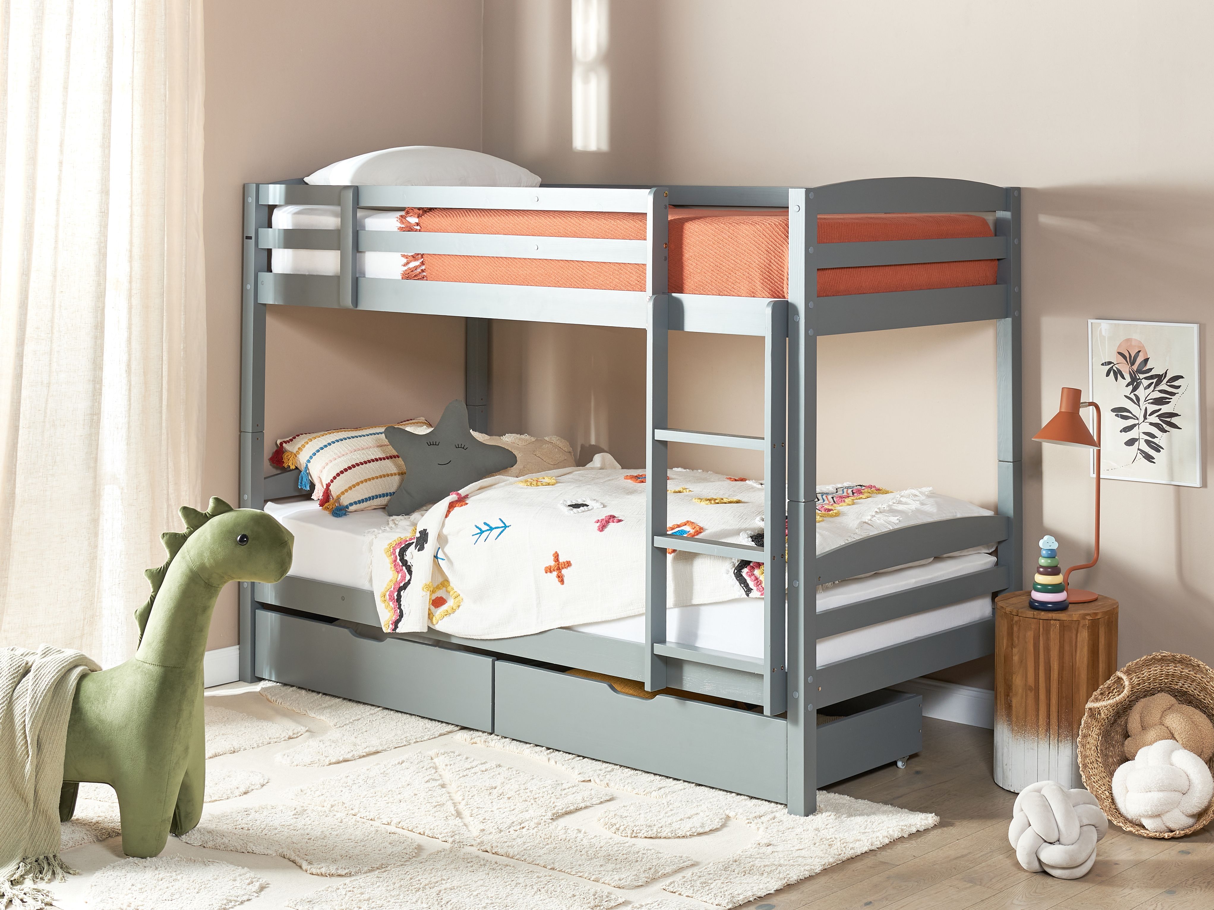 Bunk Bed with Drawers Pine Wood REGAT 90 x 200 cm (EU Single) Grey