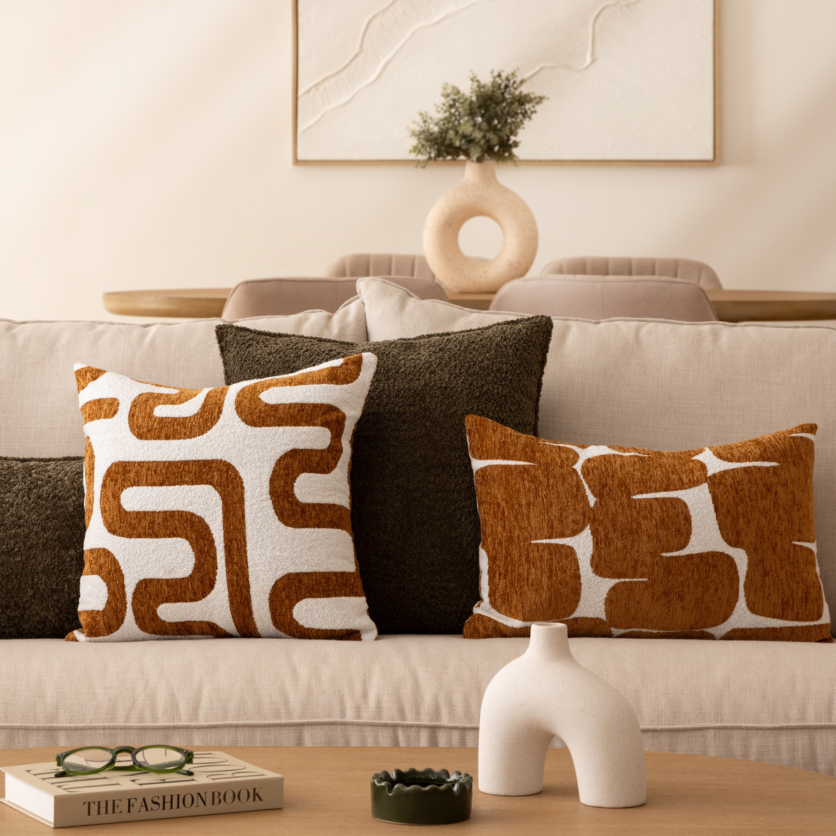 Cushion cover, chenille "Jeni" Brown, 50x30 cm