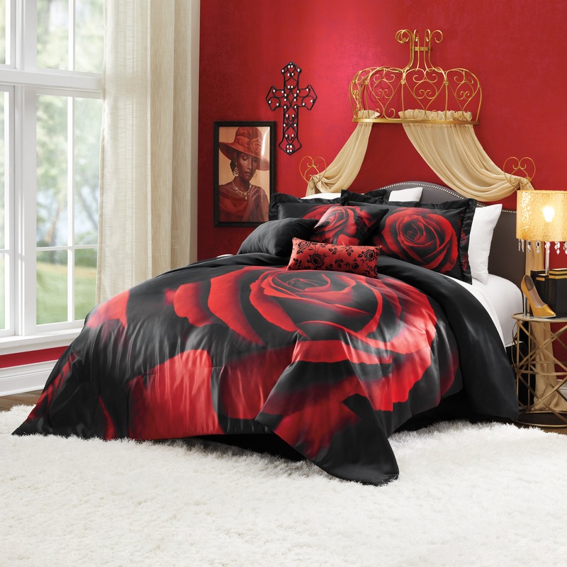 Satin Roses 7-Piece Comforter Set - MIDNIGHT VELVET CATALOG