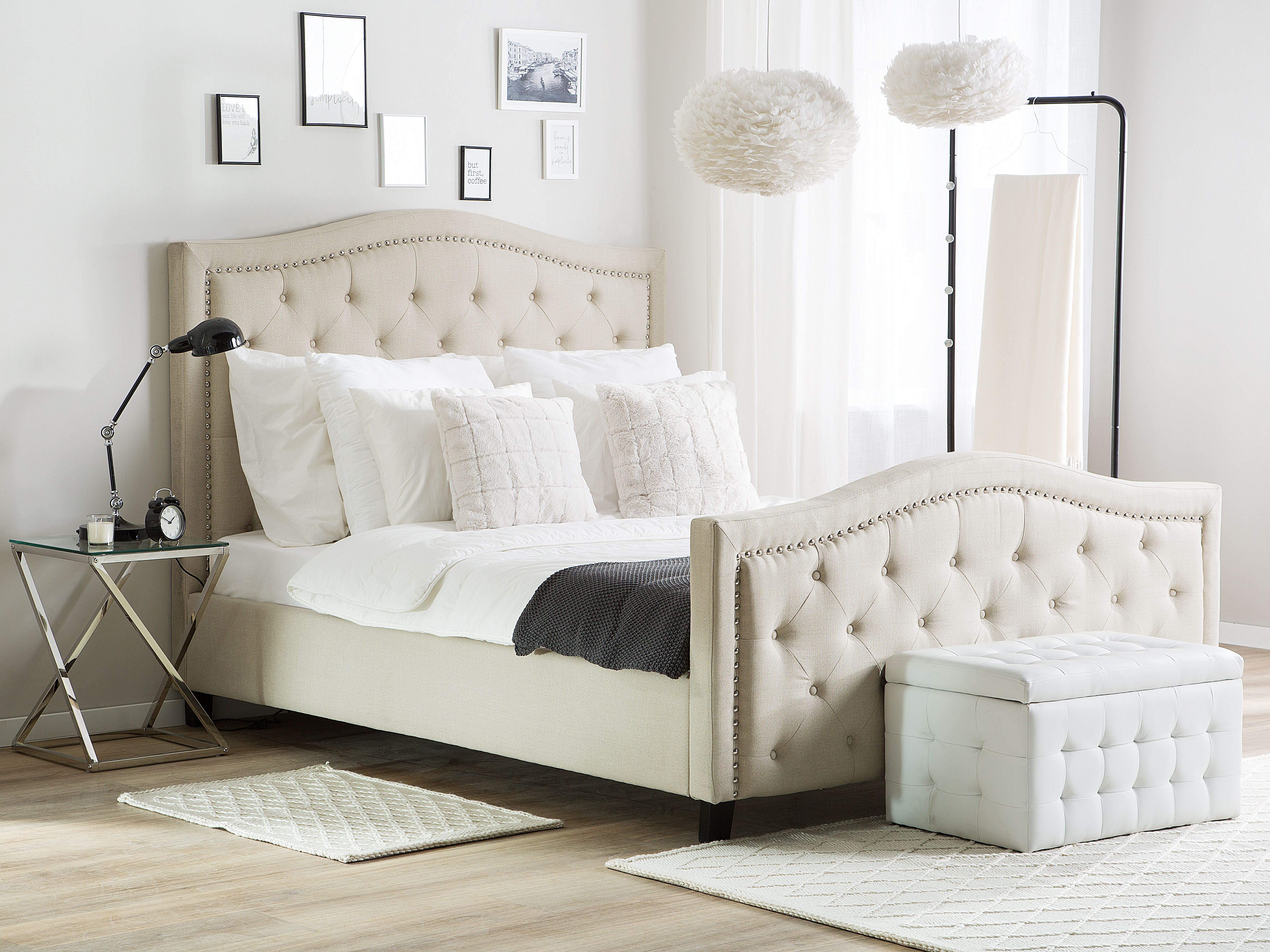 Bed Fabric AUREL 160 x 200 cm (EU King Size) Beige